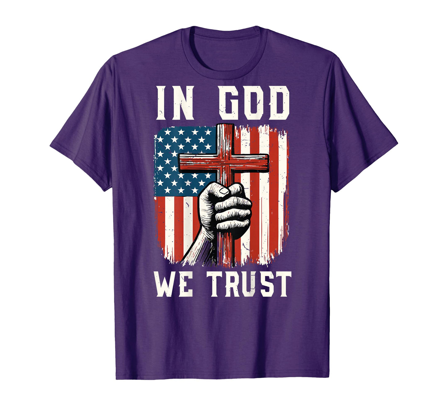 Mens in God We Trust Patriotic Christian Faith American Flag T-Shirt