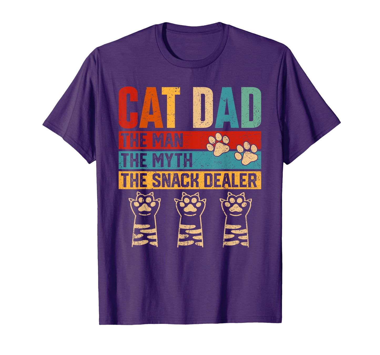 Vintage Cat Dad The Man Myth Snack Dealer Funny Fathers Day T-Shirt
