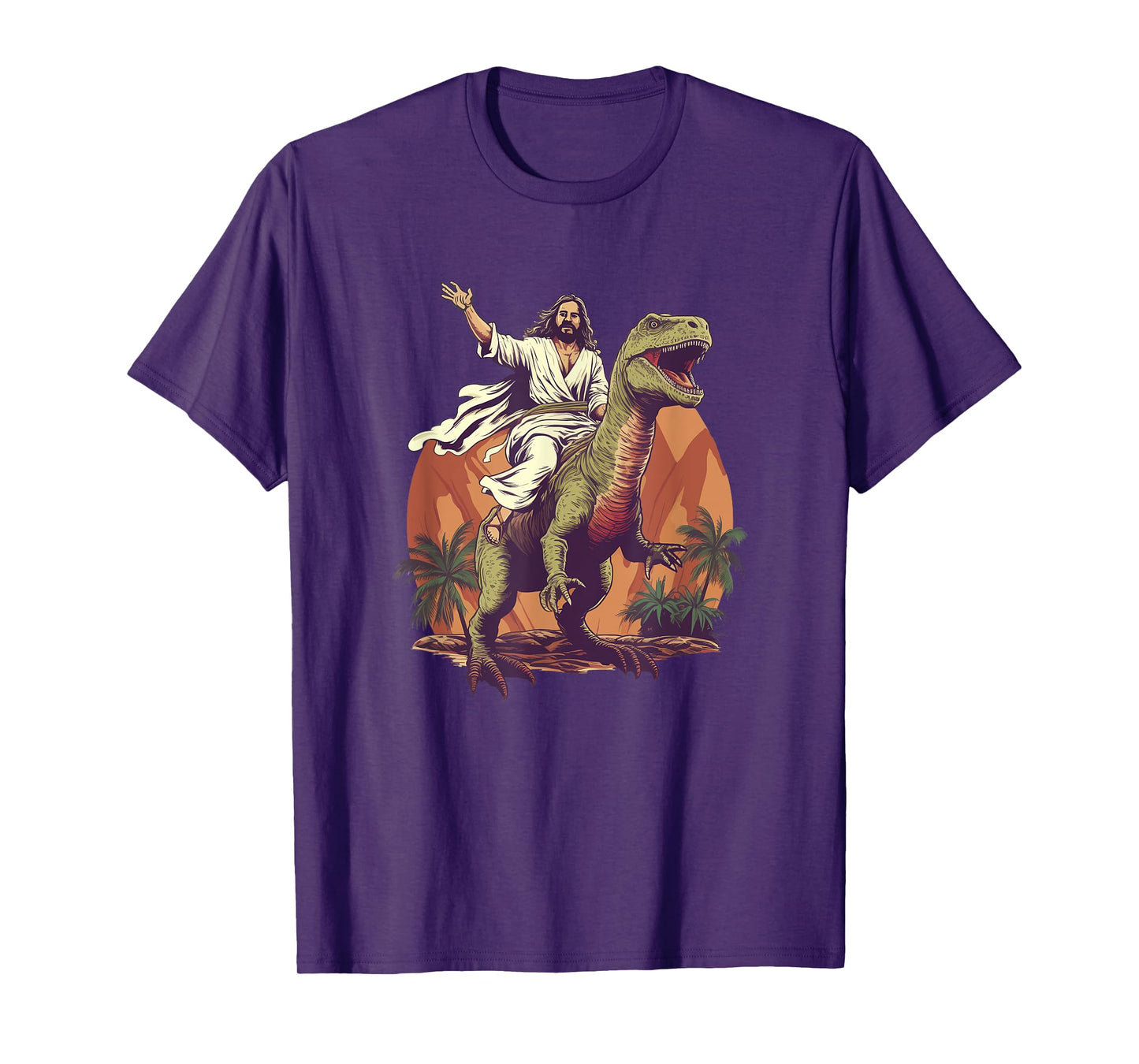 Funny Jesus Riding T-Rex Dinosaur Meme Parody for Believers T-Shirt