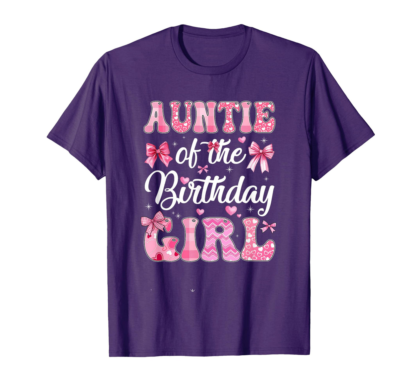 Auntie Of The Birthday Girl Family Pink Coquette Bow T-Shirt
