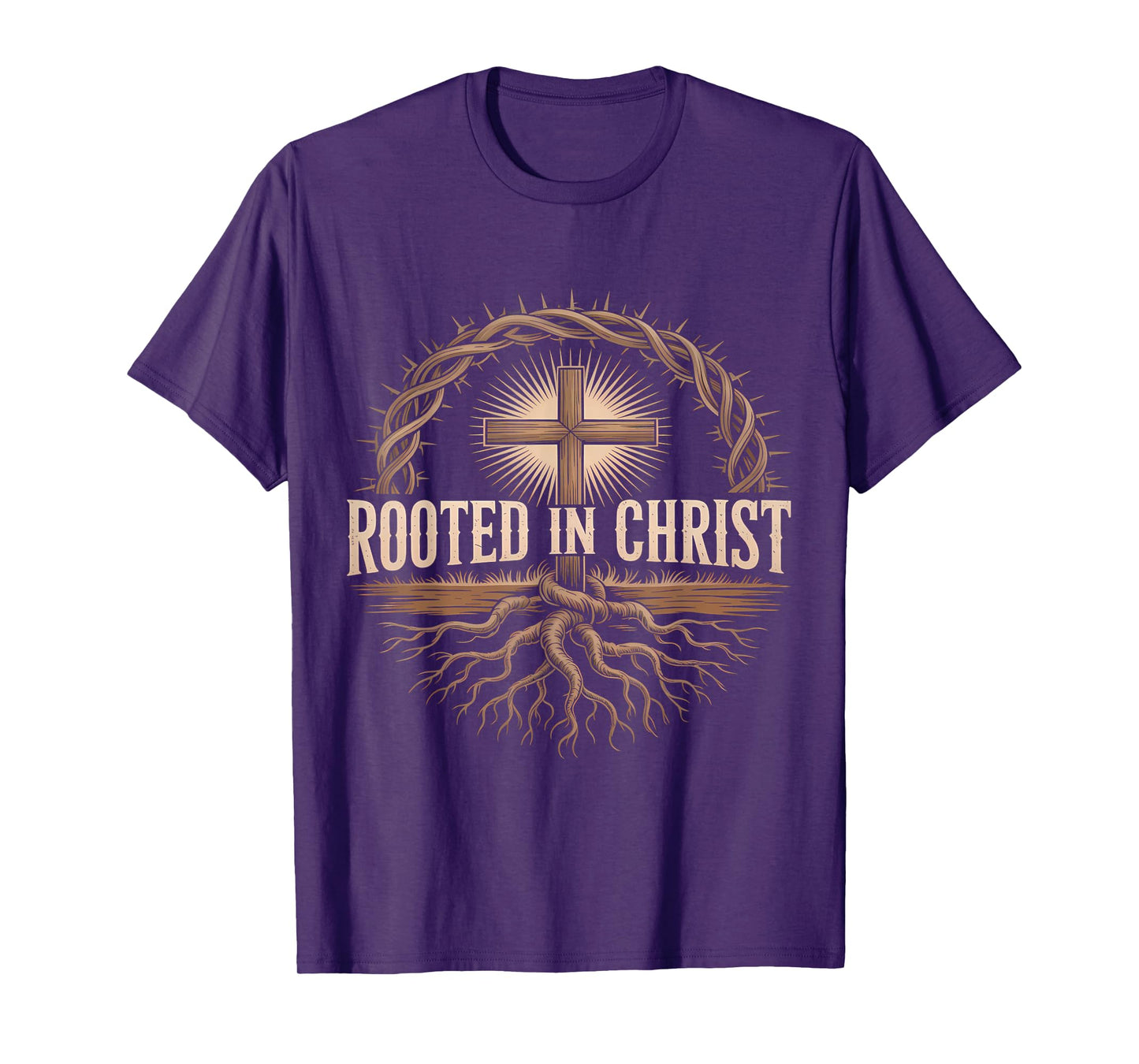Rooted in Christ Jesus Christian Faith Cross T-Shirt