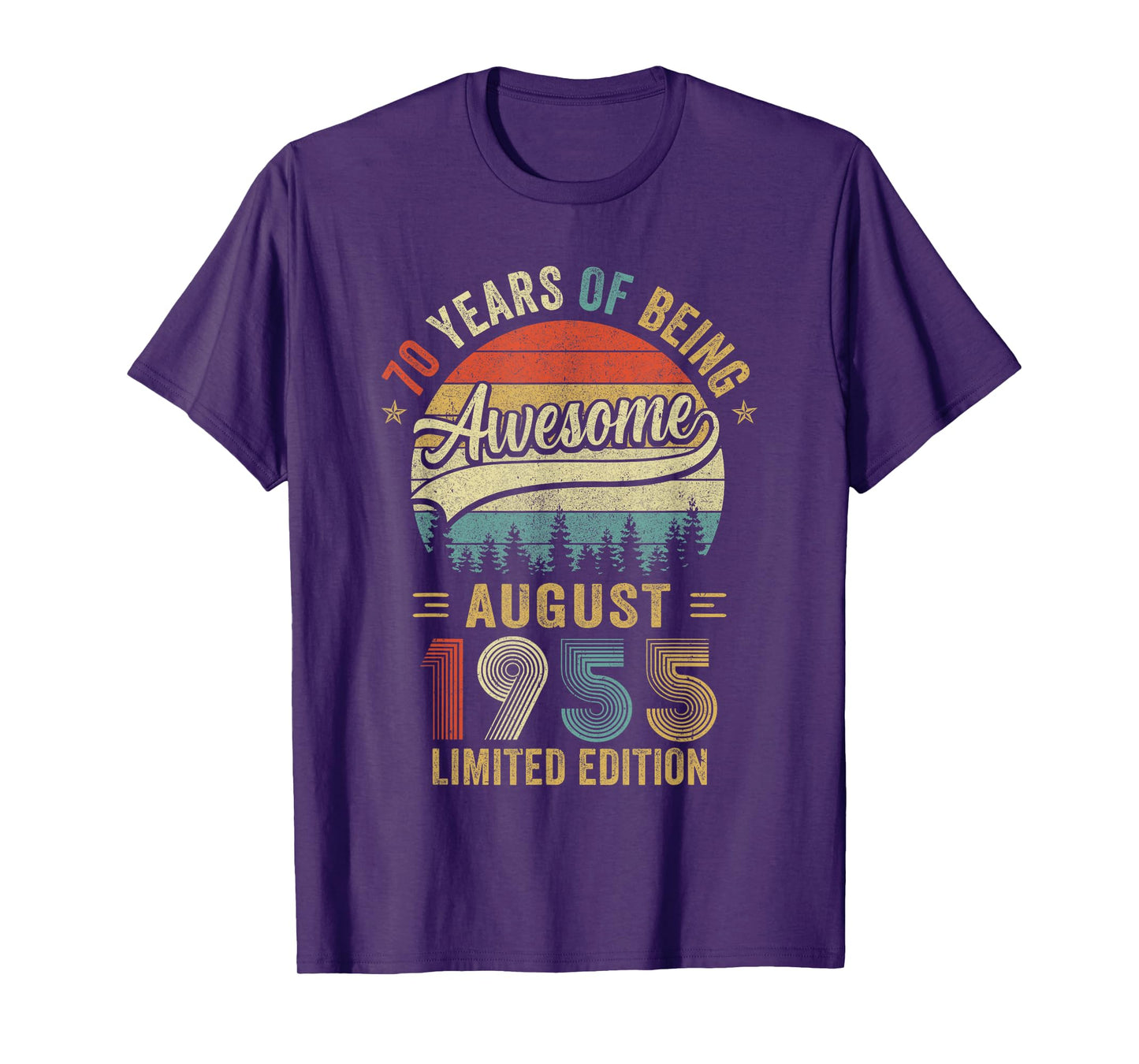 Vintage August 1955 Old 70Th Birthday Men Women T-Shirt
