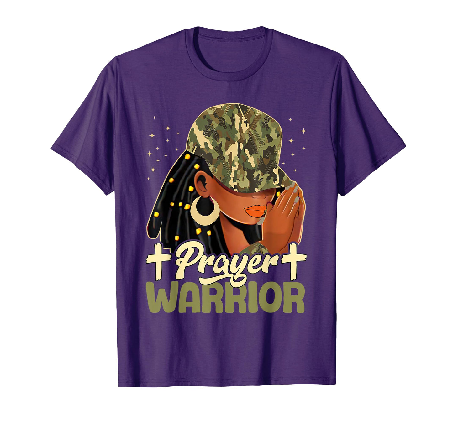 Prayer Warrior Locs Christian Black Woman Camo Bandana T-Shirt