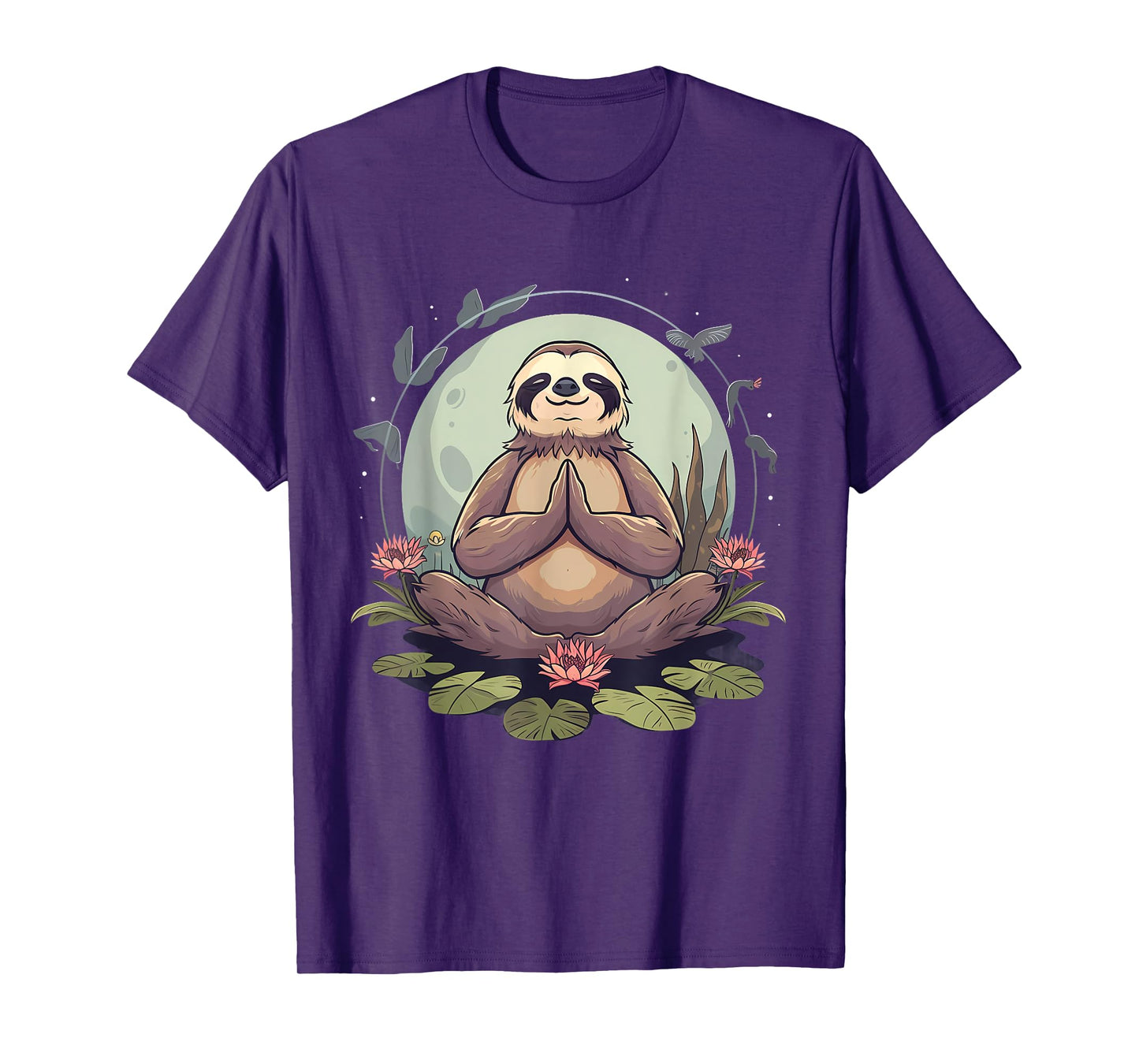 Sloth Meditation Buddhist Yoga Zen Buddha Nature Floral T-Shirt