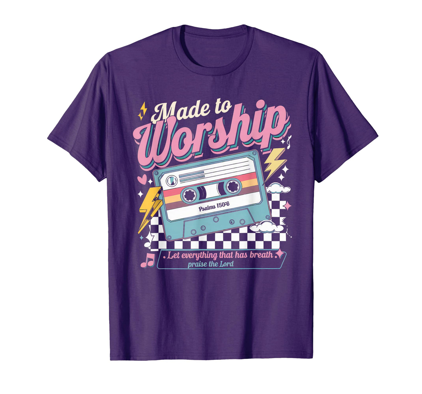 Worship Tshirt Christian Music Retro Cassette Psalms 150:6 T-Shirt