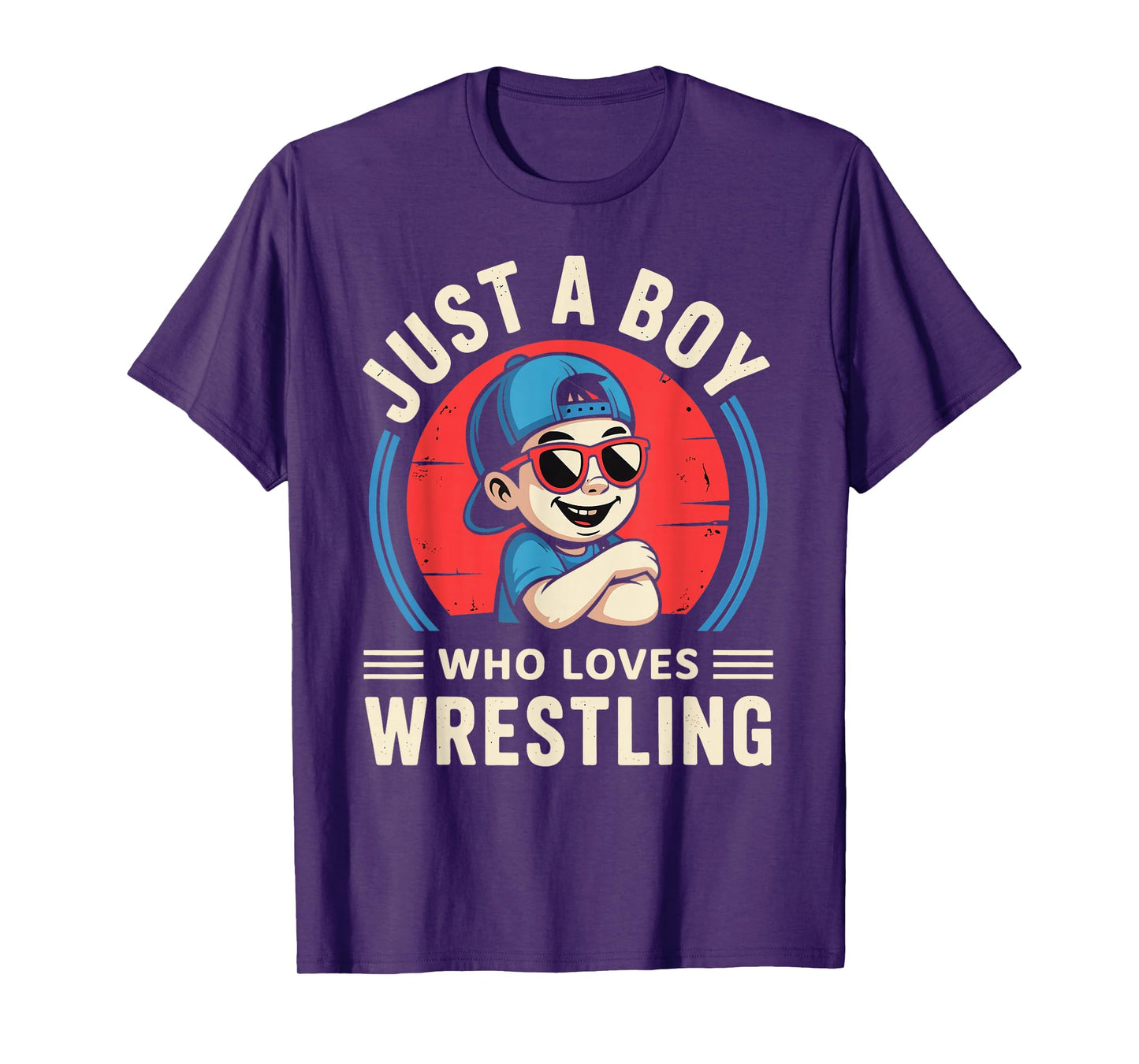 Just A Boy Who Loves Wrestling Retro Vintage T-Shirt