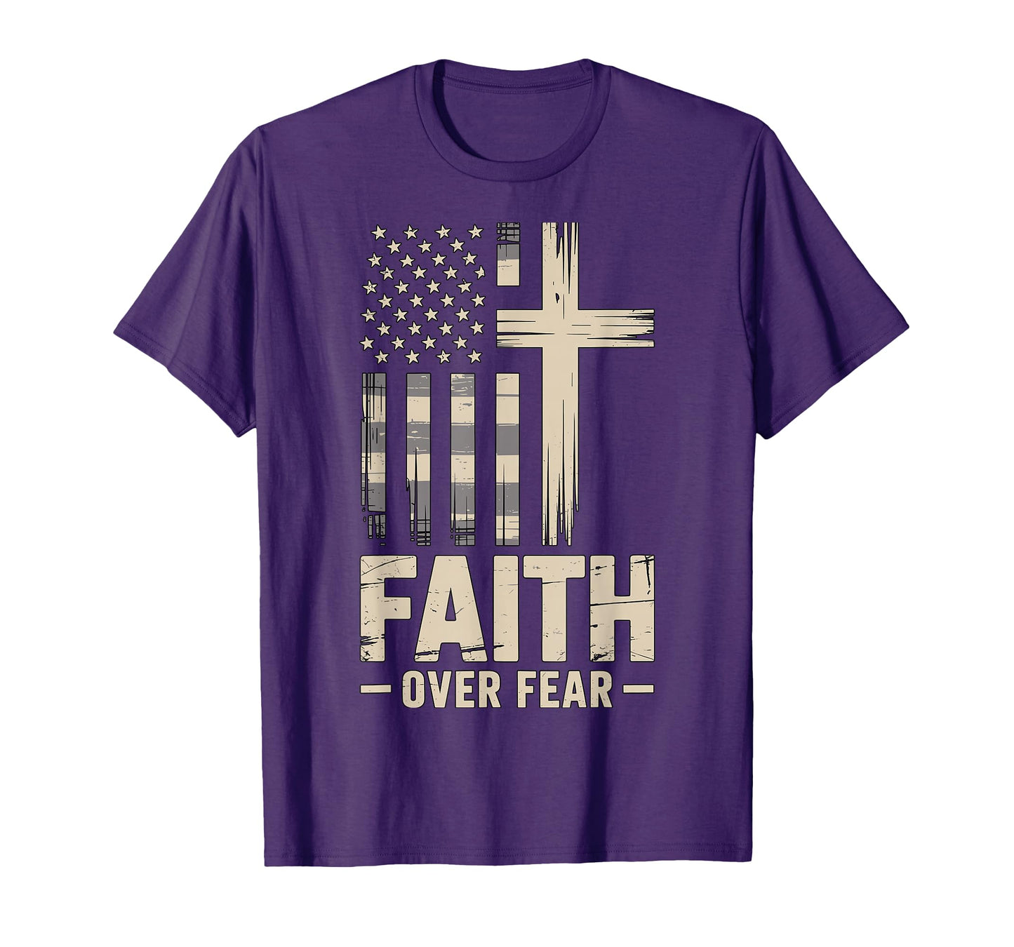Faith Over Fear Cross American Flag T-Shirt