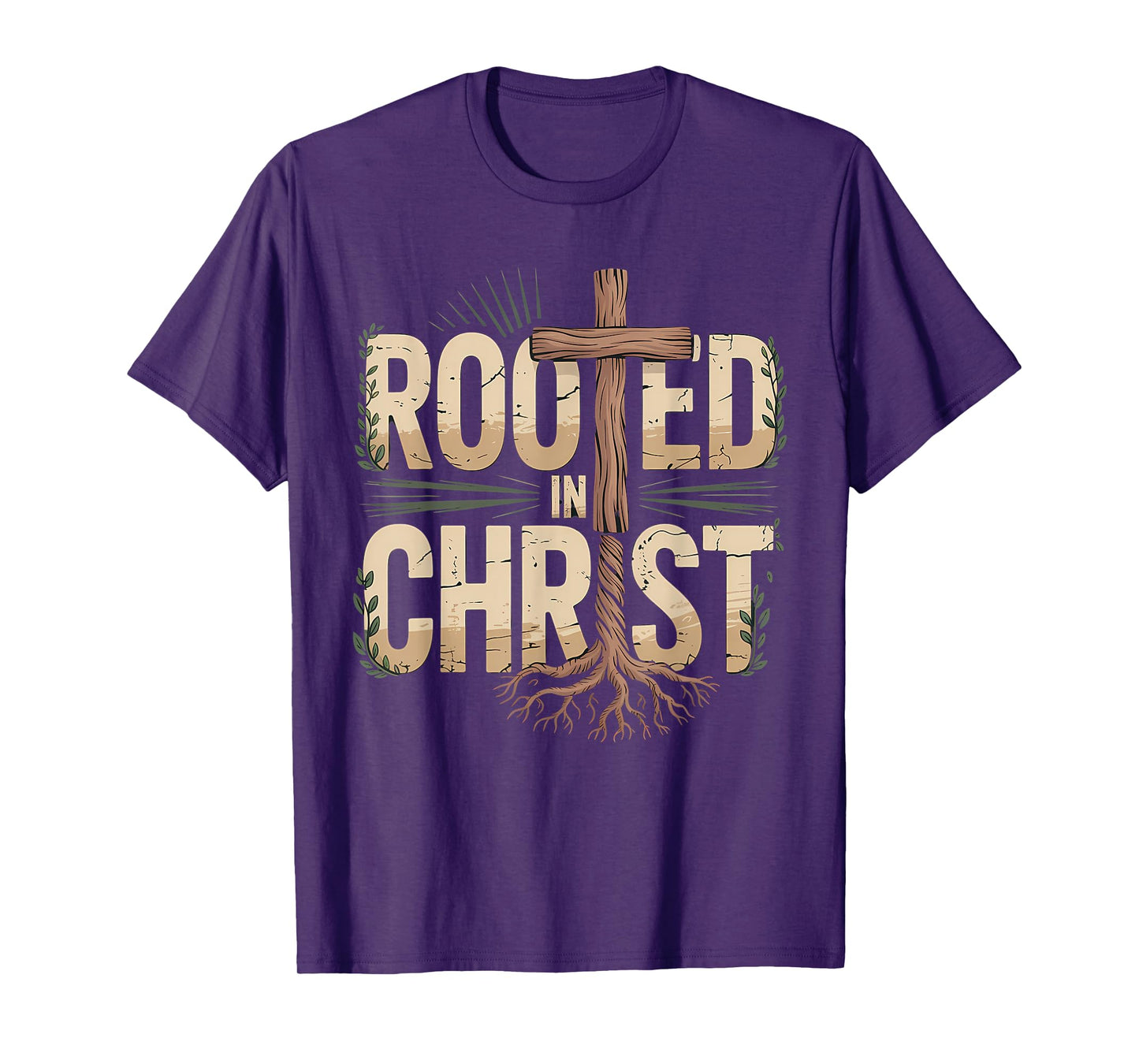 Rooted in Christ Jesus Cross Christian Faith T-Shirt