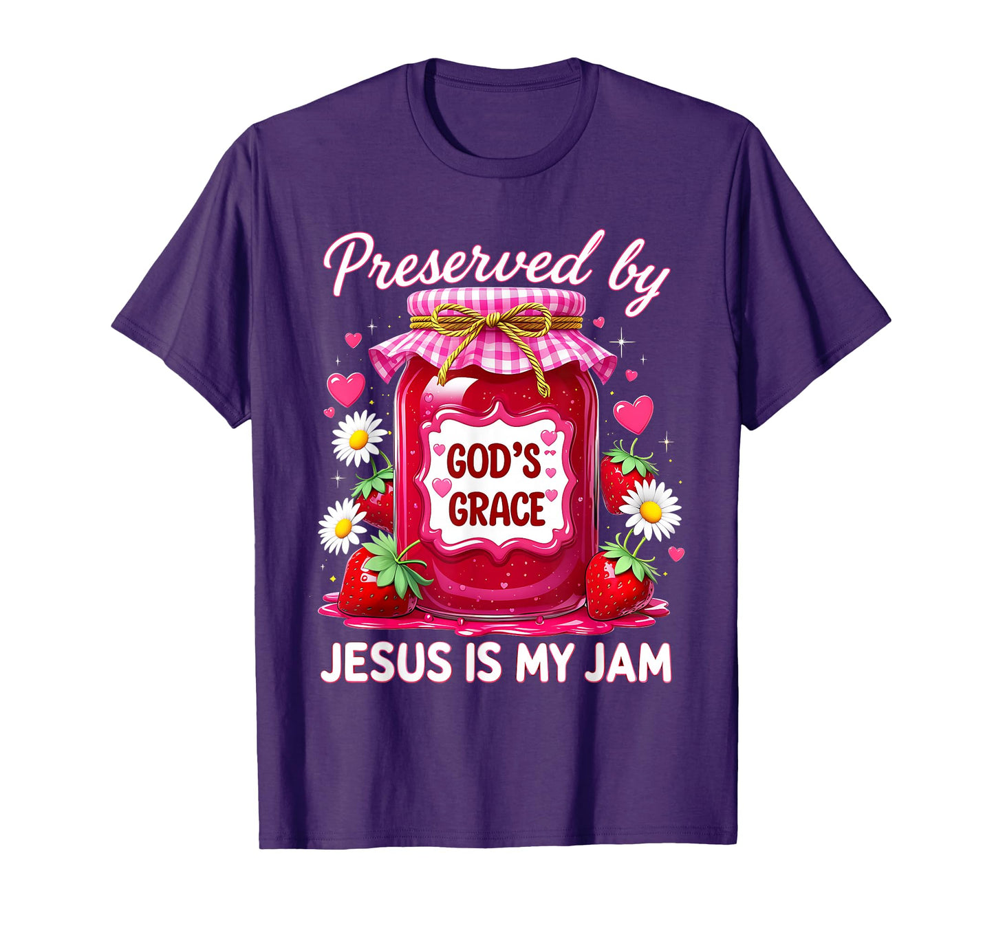 Jesus My Jam Strawberry Coquette Pink Preserved God’s Grace T-Shirt