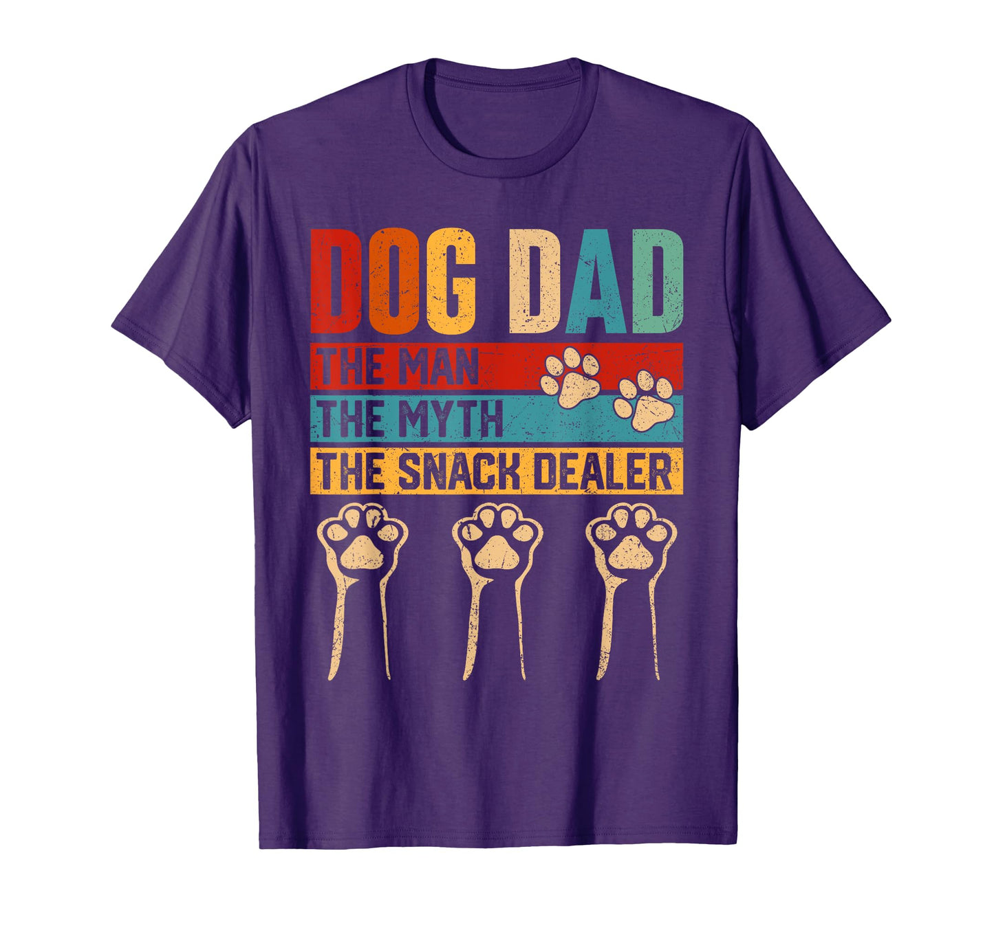 Vintage Dog Dad The Man Myth Snack Dealer Funny Fathers Day T-Shirt