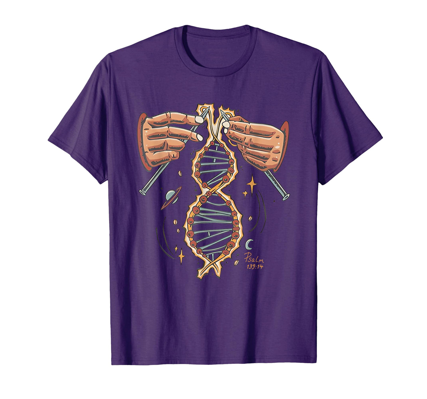 Hands Knitting God Handmade Dna Psalm 139 13 Bible T-Shirt
