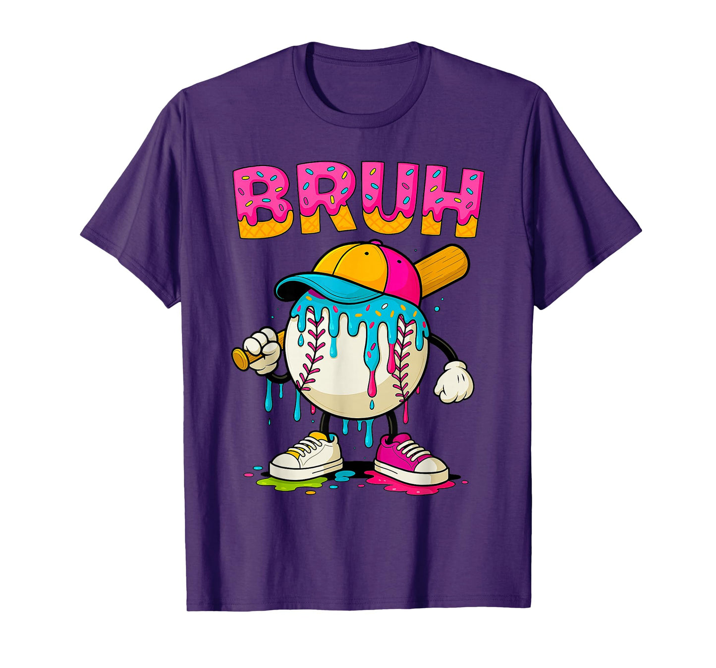 Baseball drip Shirt Bruh Baseball Drip Ice Cream Boys T-Shirt
