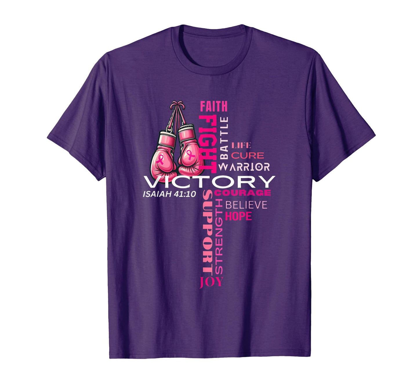 Faith Based Cross Word Art Breast Cancer Awareness Shirt T-Shirt