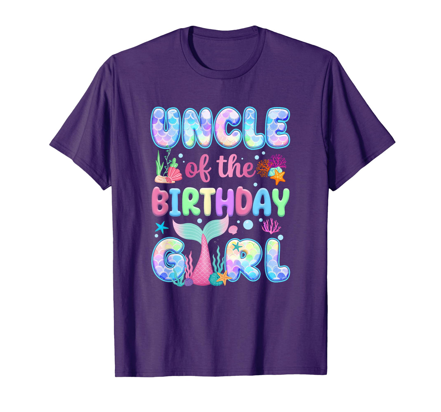 Uncle Of The Birthday Mermaid Girl Family Matching Party T-Shirt