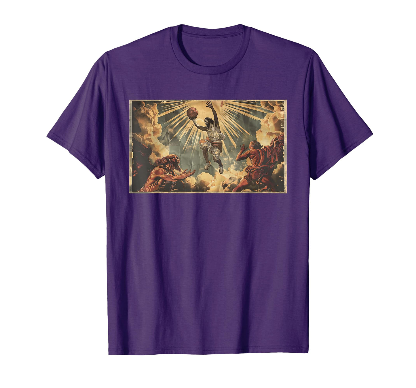 Funny Jesus Dunking Over The Devil Christian T-Shirt