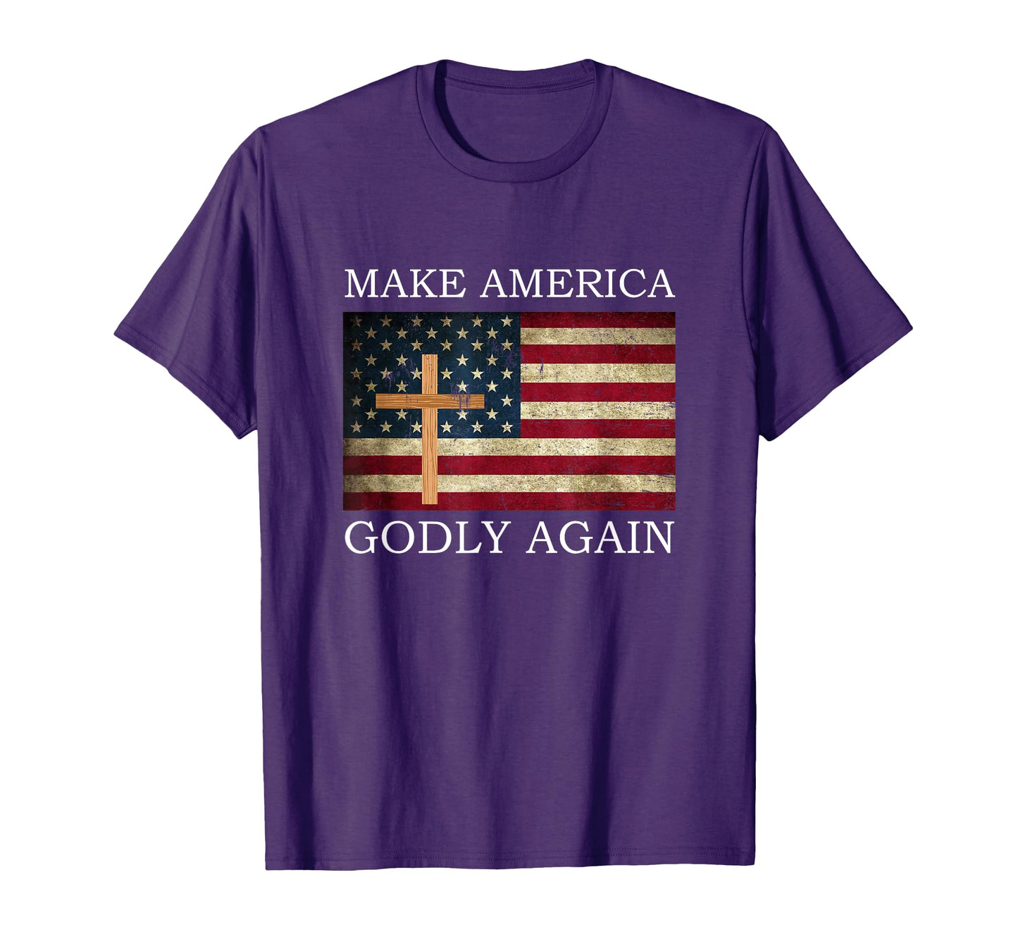 Make America Godly Again American Flag Cross Jesus T-Shirt