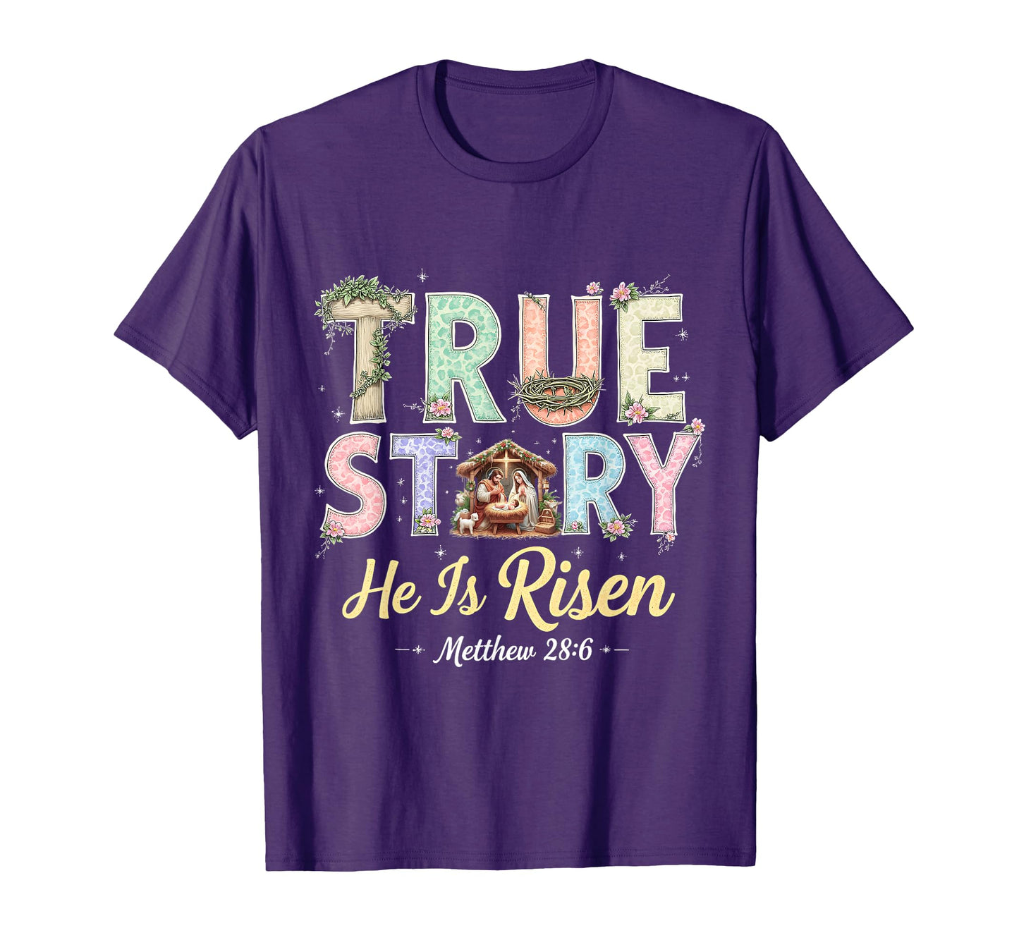 He Is Risen Easter Coquette Vintage Christian True Story T-Shirt