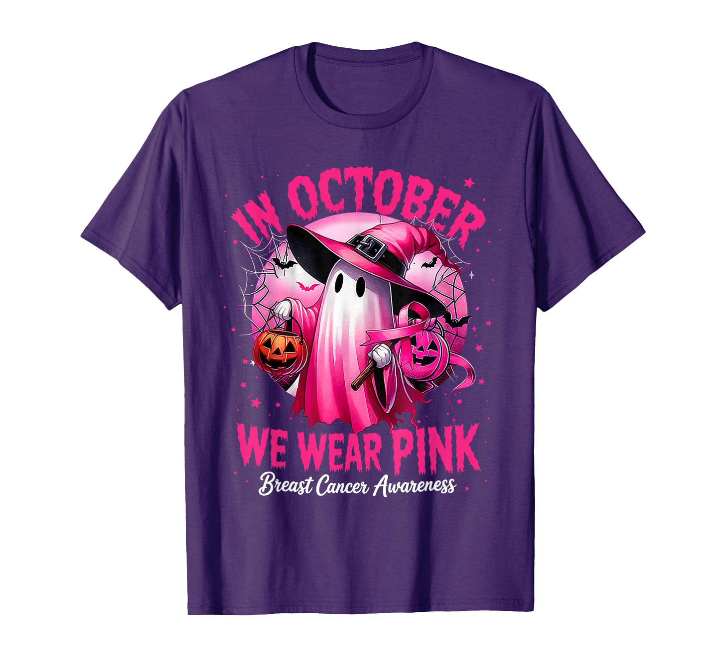 In October We Wear Pink shirt Ghost Breast Cancer Awareness T-Shirt