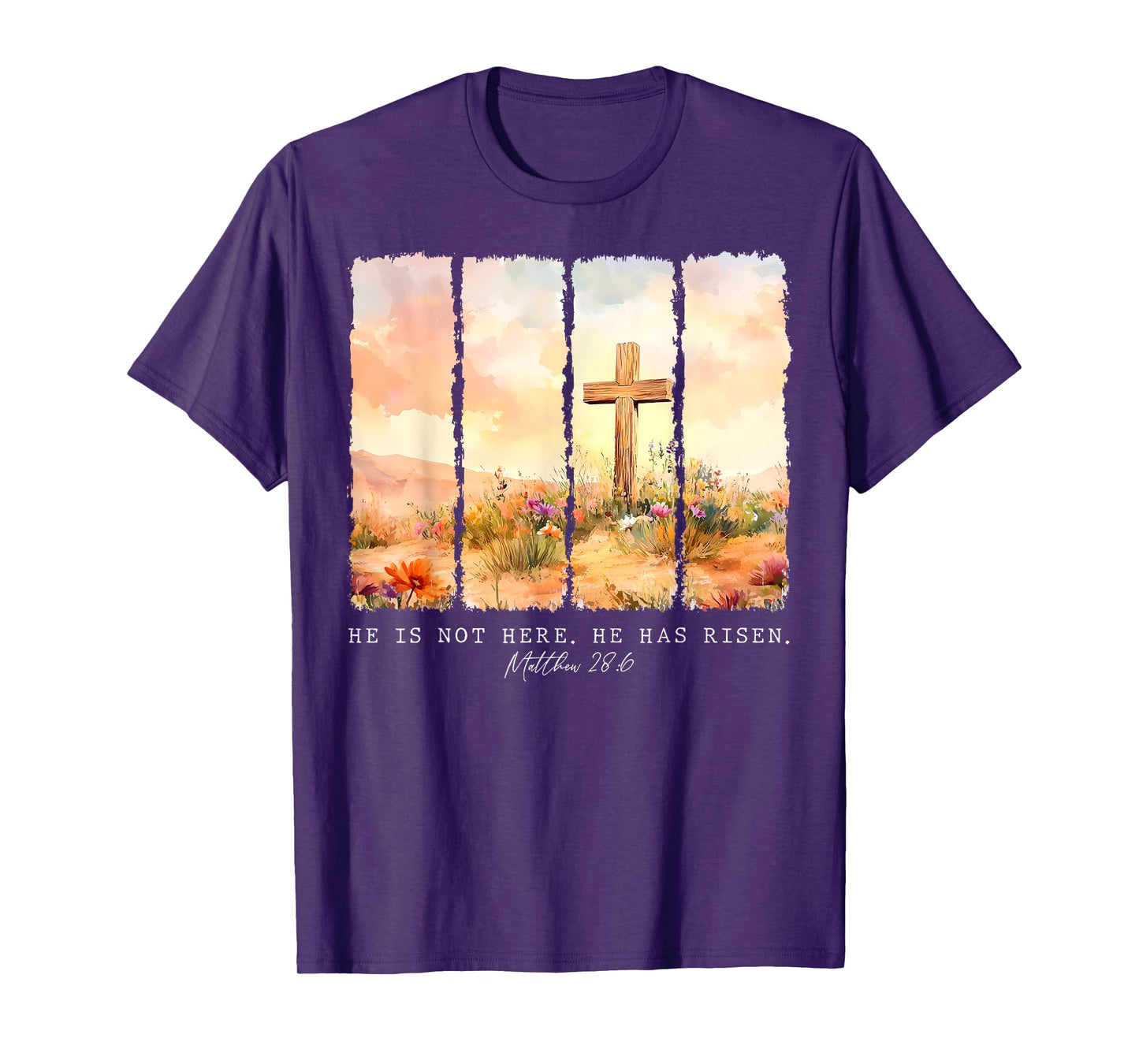 He Is Risen Christian Wildflower Happy Easter Women Girls T-Shirt