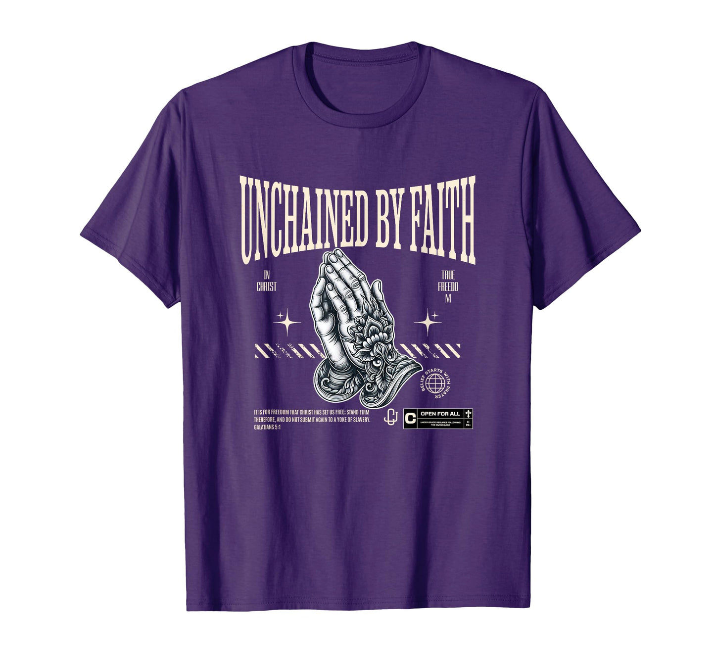 Unchained by Faith in Christ Galatians 5:1 T-Shirt