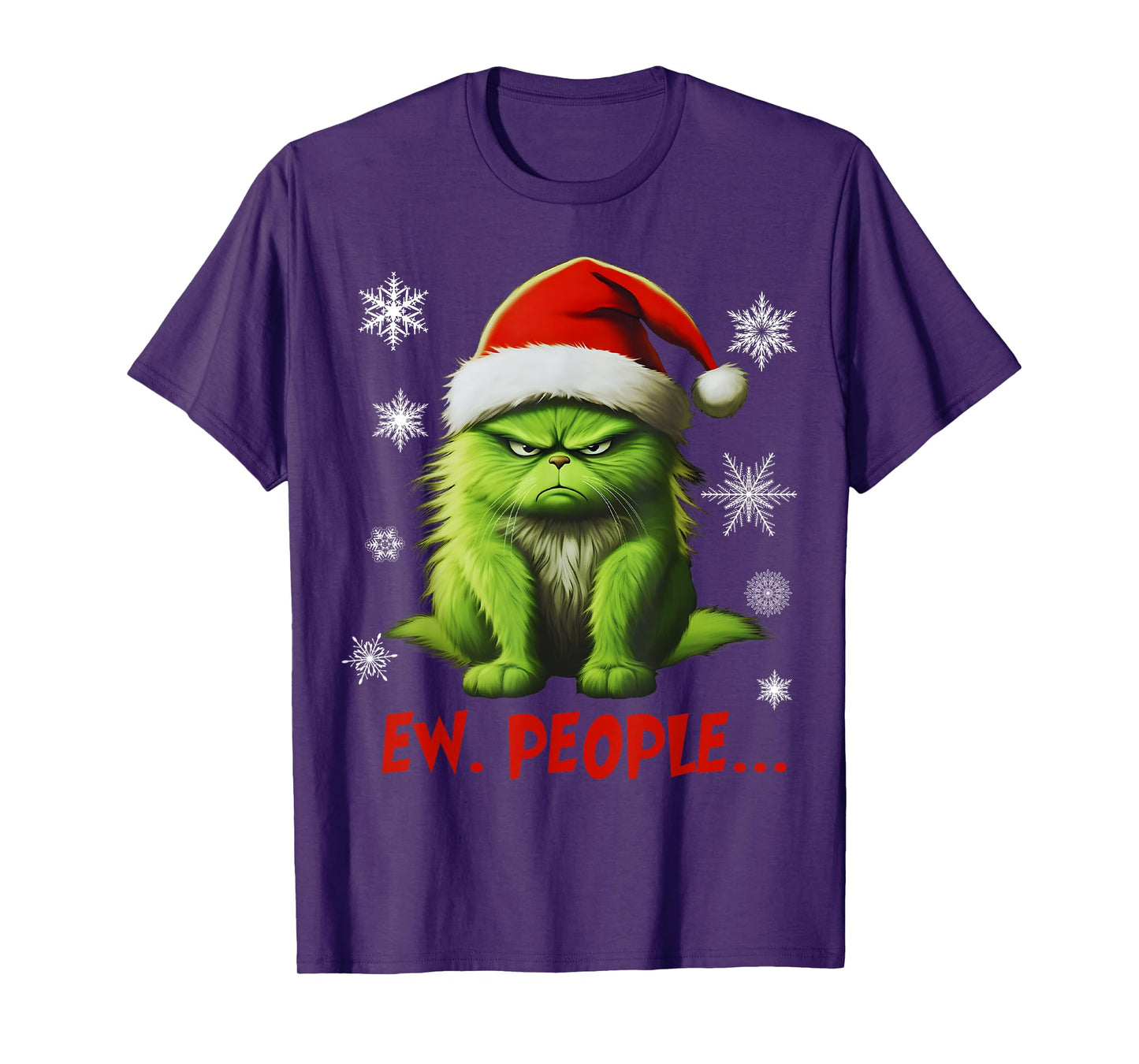 Funny Christmas Cat Ew People Meowy Cat Lovers Men Women Kid T-Shirt