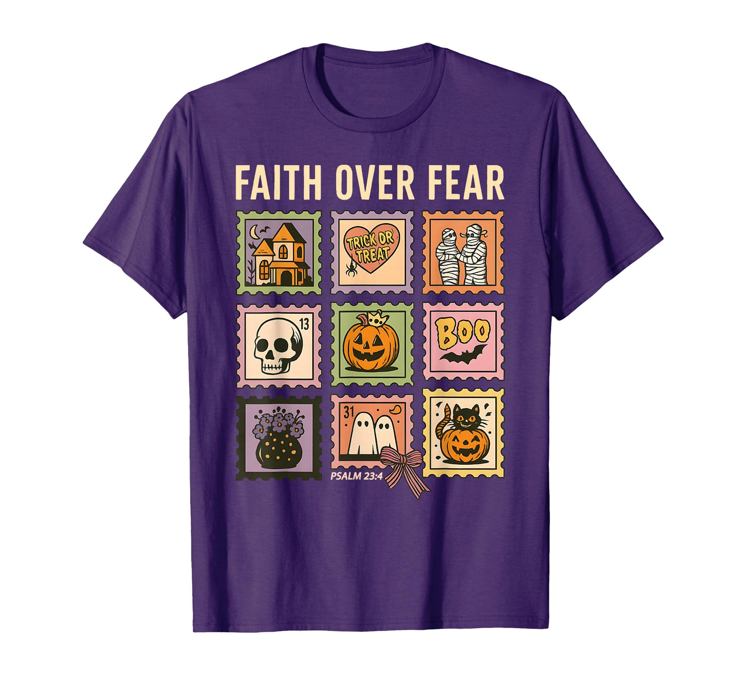 Faith Over Fear Christian Halloween Stamp Believers T-Shirt