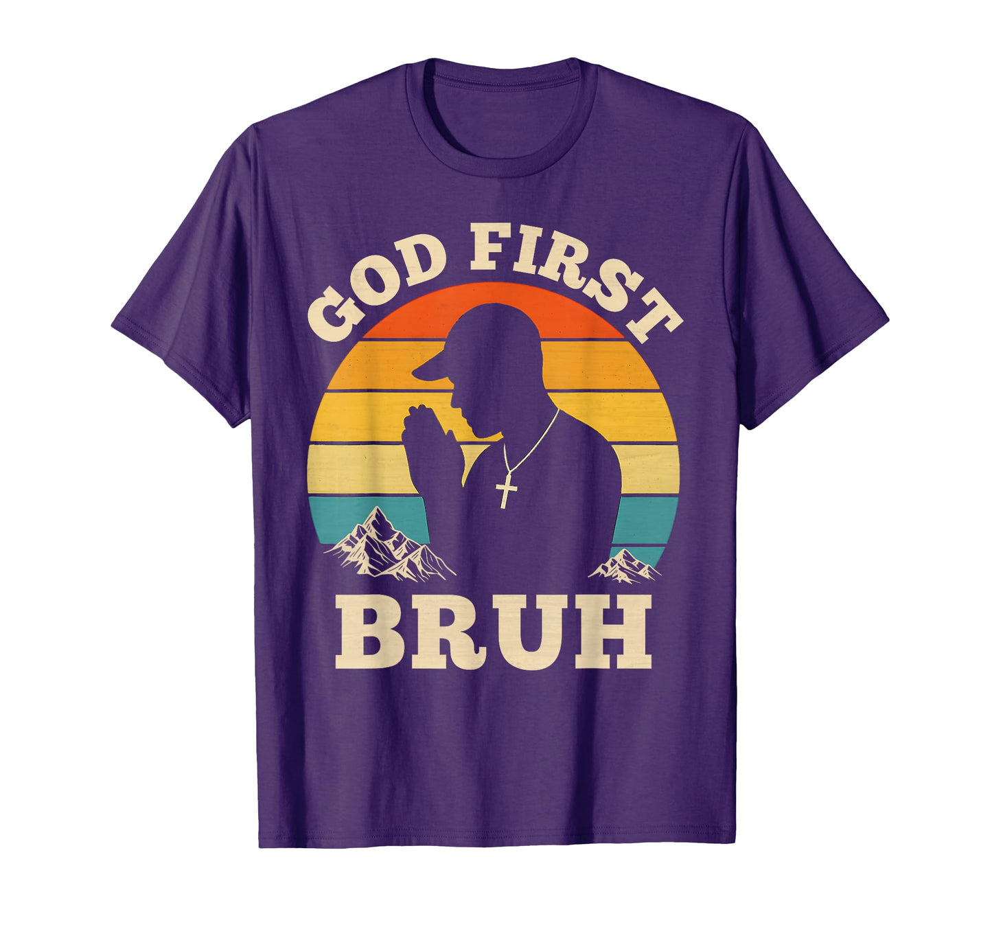 God First Bruh Vintage Hip Hop Christian Teenagers Praying T-Shirt