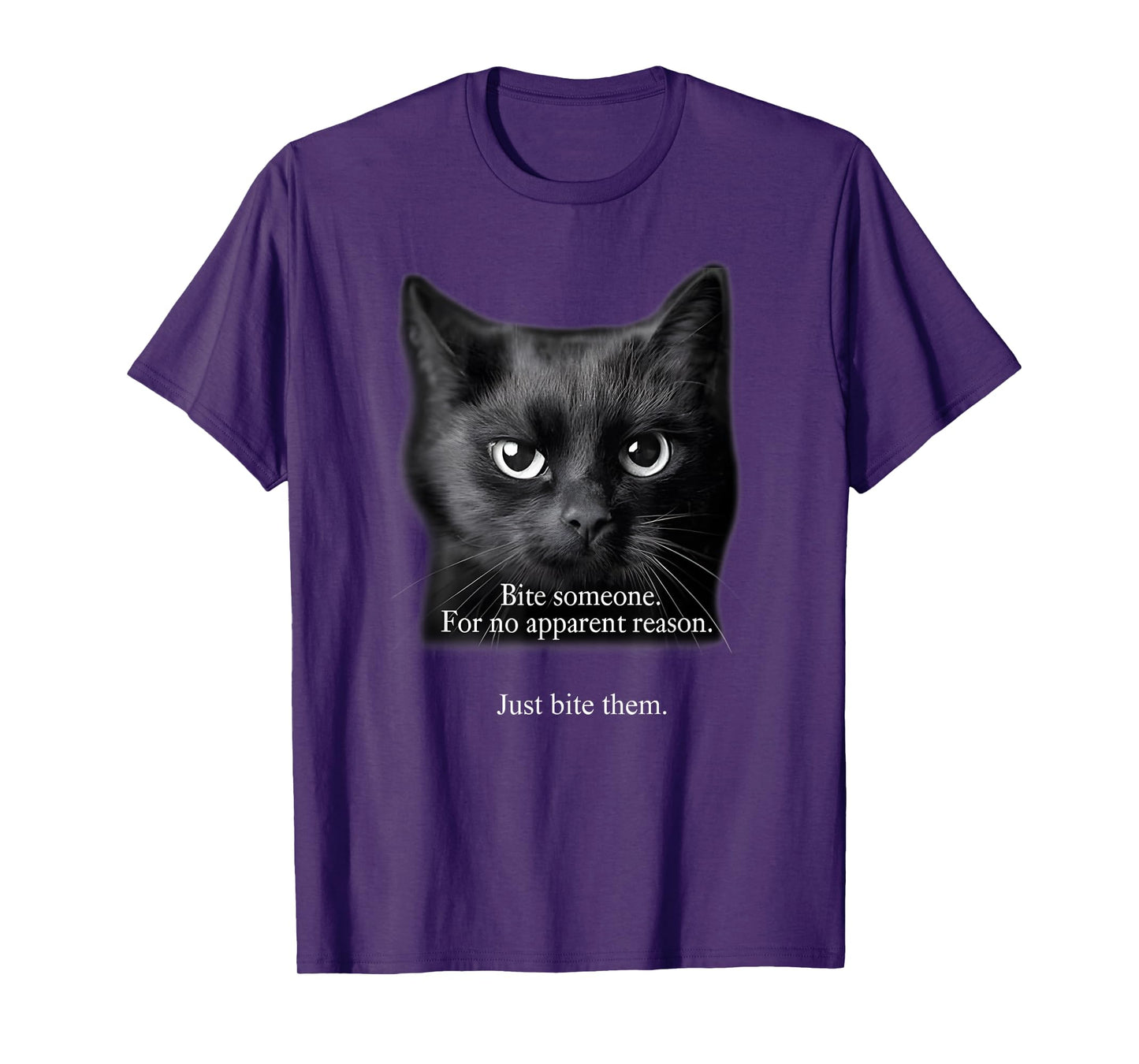 Bite Someone For No Apparent Reason Funny Black Cat Saying T-Shirt
