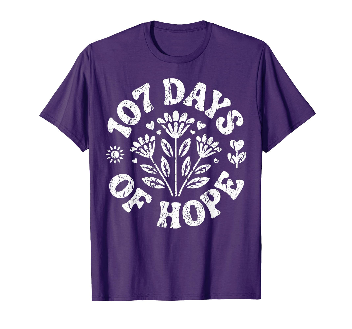 Floral Retro 107 Days of Hope Inspirational Design T-Shirt