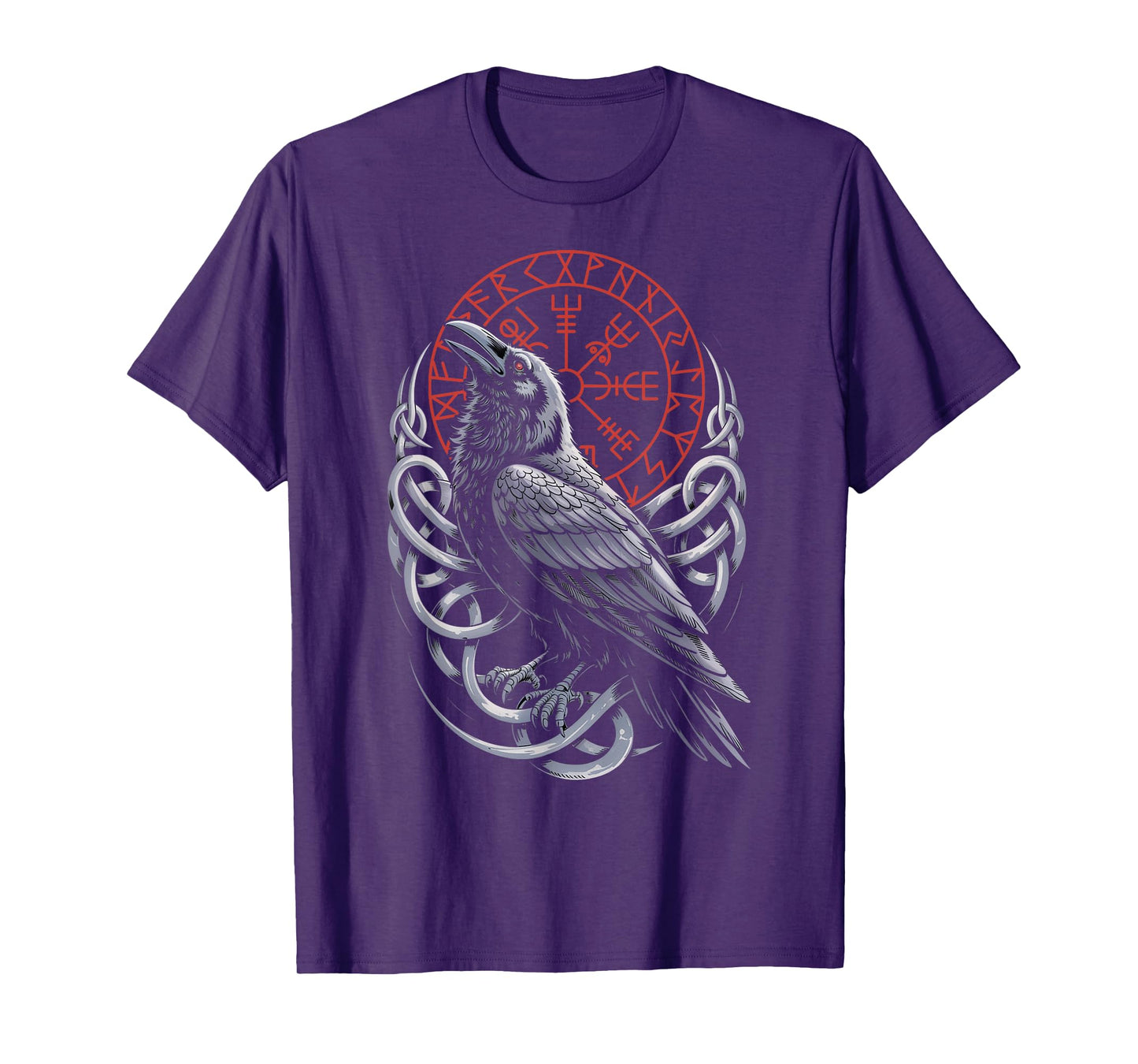 Retro Walhalla Huginn Muninn Celtic Viking Compass Vegvisir T-Shirt