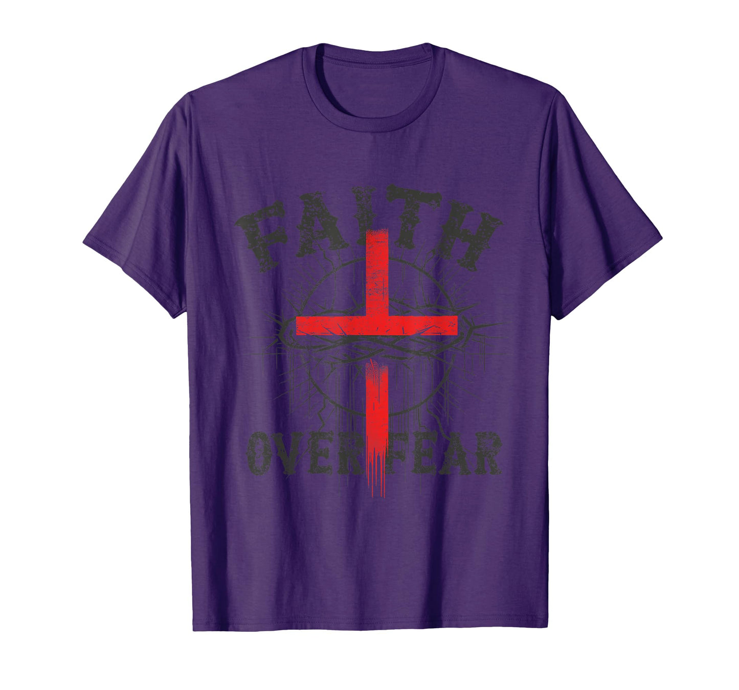 Faith Over Fear Christian Cross Crown of Thorns Design T-Shirt