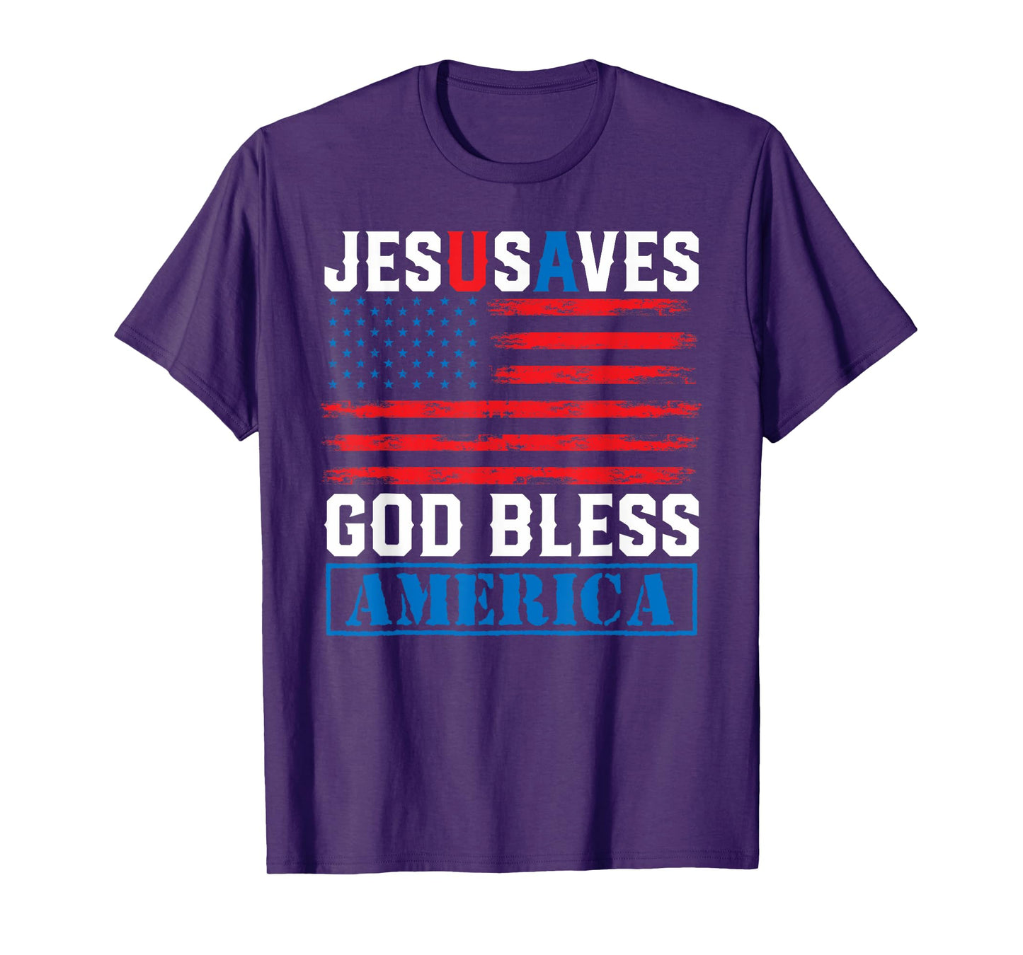 Jesus Saves USA - God Bless America - Vintage Grunge Flag T-Shirt