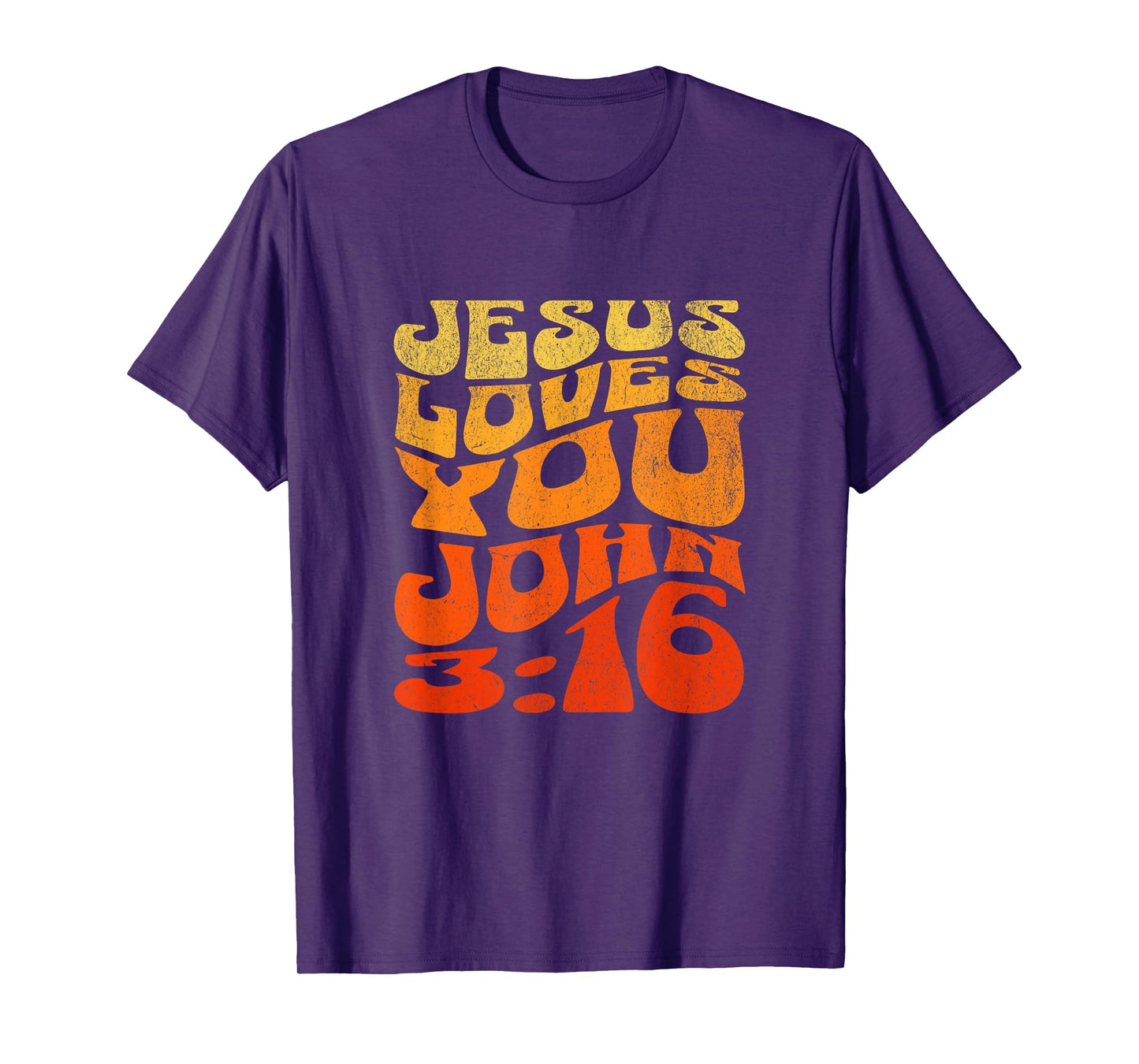 Jesus Loves You John 3:16 Bible Christian Faith Wavy Text T-Shirt