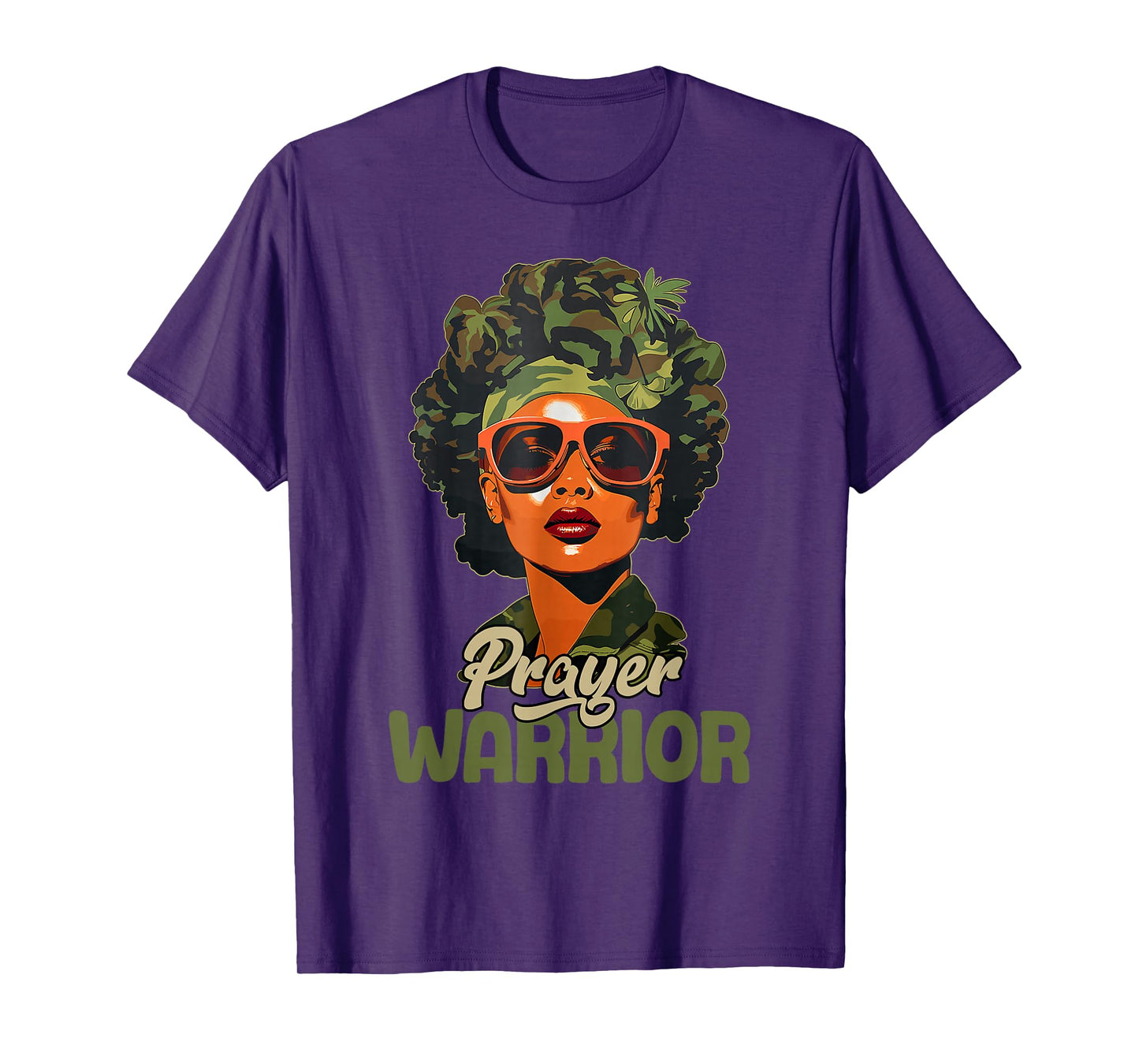 Praying Black Woman Afro Christian Sayings Prayer Warrior T-Shirt