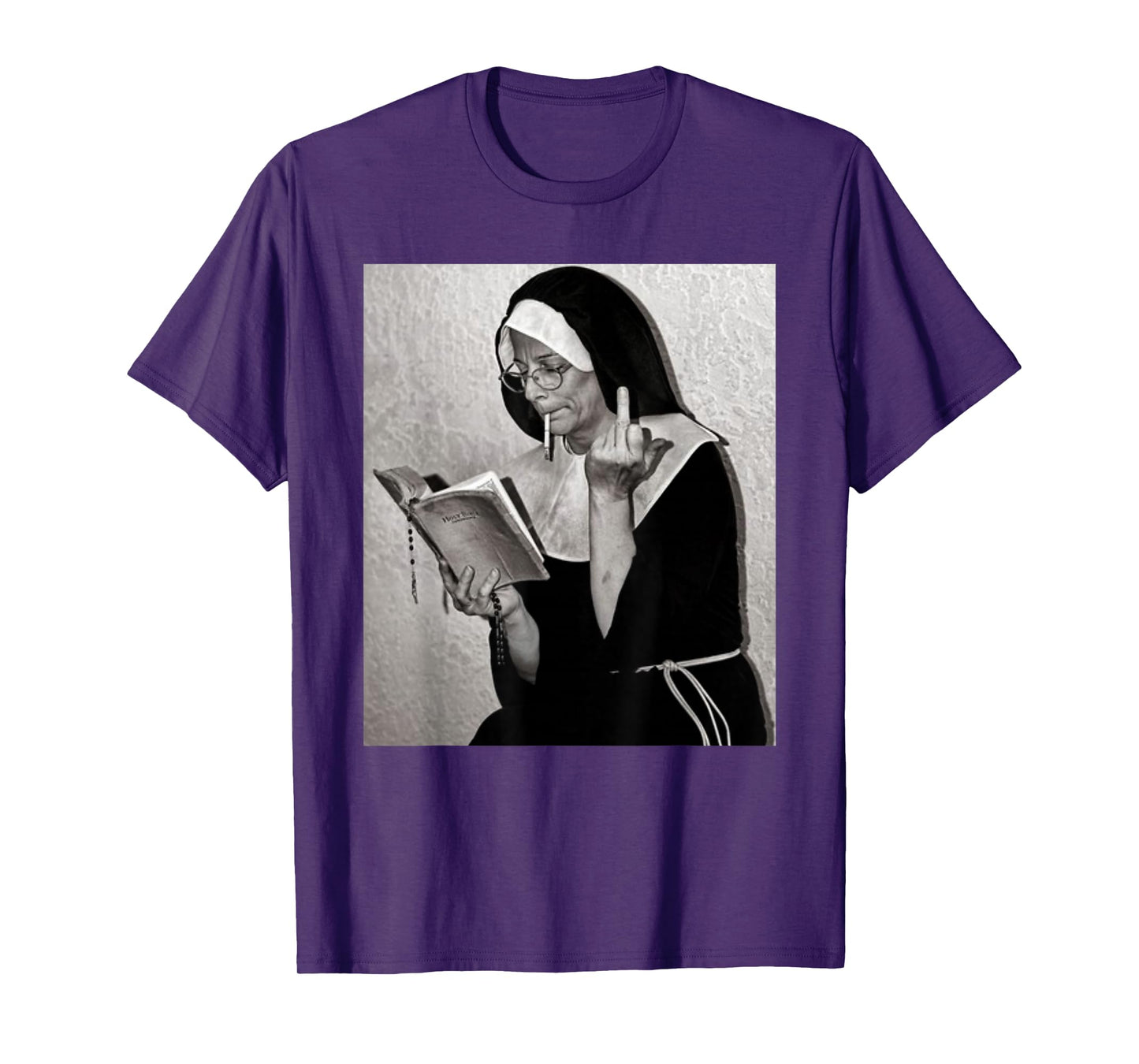 Nun Middle Finger Attitude Novelty Funny Nun Unholy T-Shirt