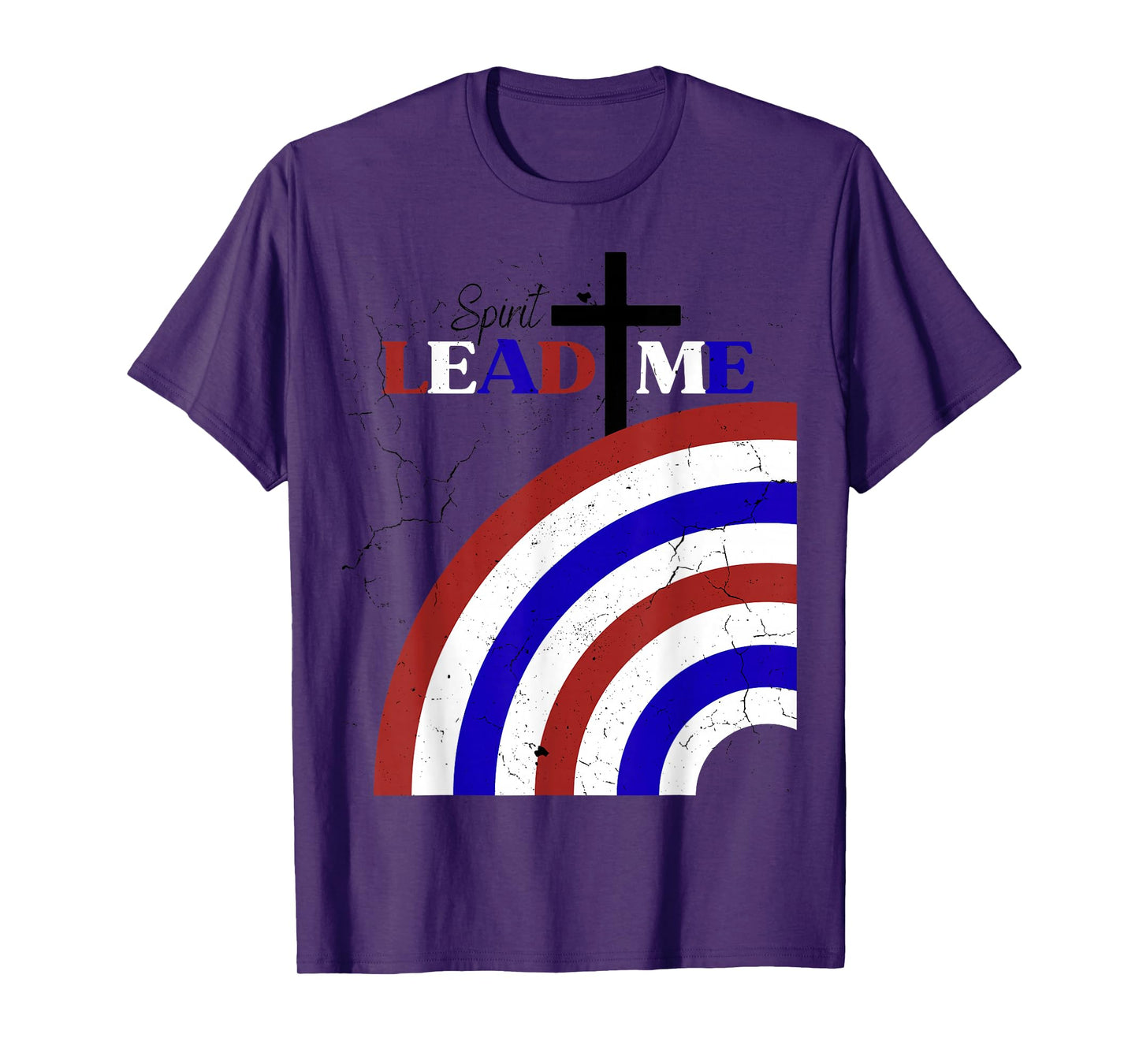 Spirit Lead Me Patriotic Distressed Red White Blue Design T-Shirt