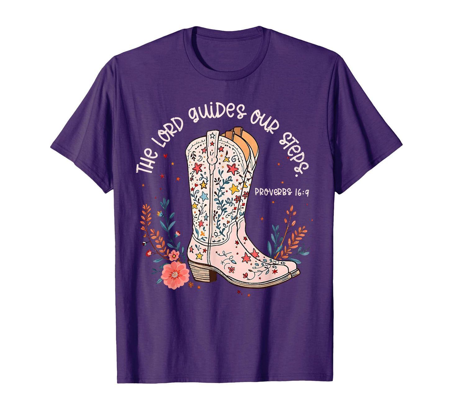 The Lord Guides Out Steps Western Christian Cowgirl Boots T-Shirt