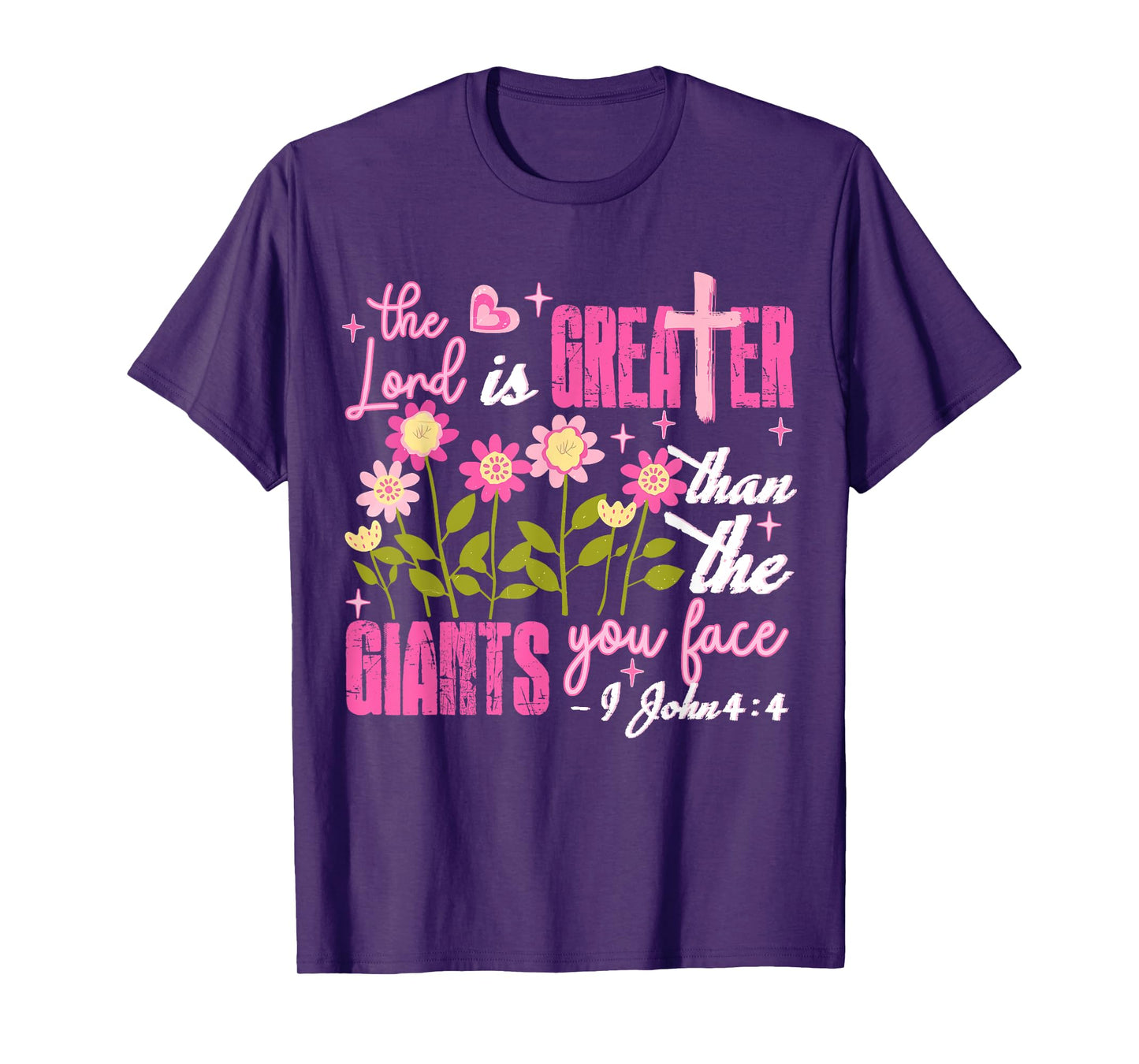 Floral The Lord Is Greater Than The Giants You Face Bible T-Shirt
