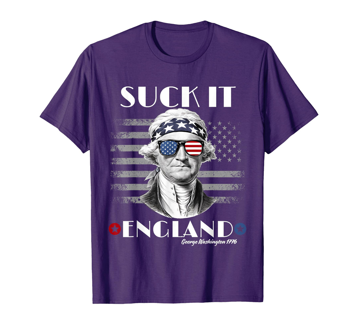 Funny 4th of July Suck It England George-Washington USA Flag T-Shirt
