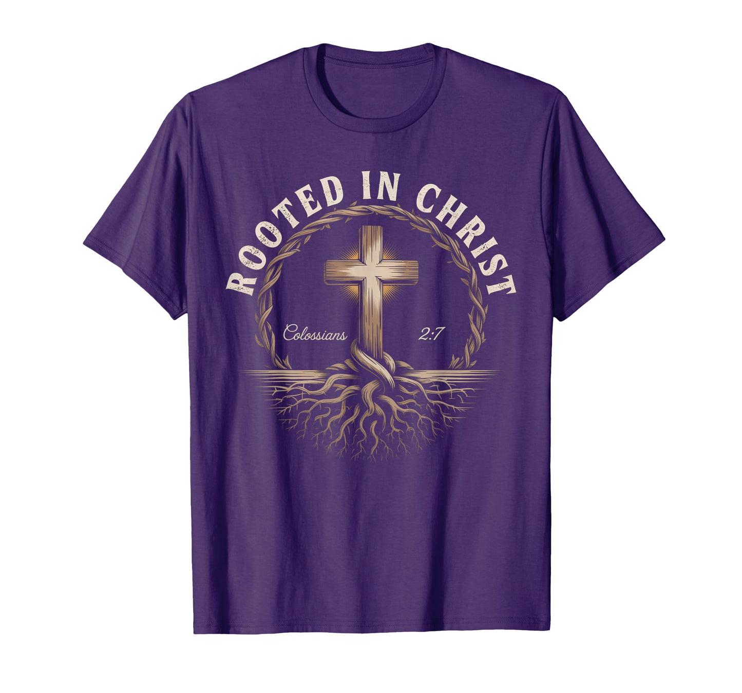 Vintage Stamp Rooted in Christ, Jesus Shirts Christian Cross T-Shirt