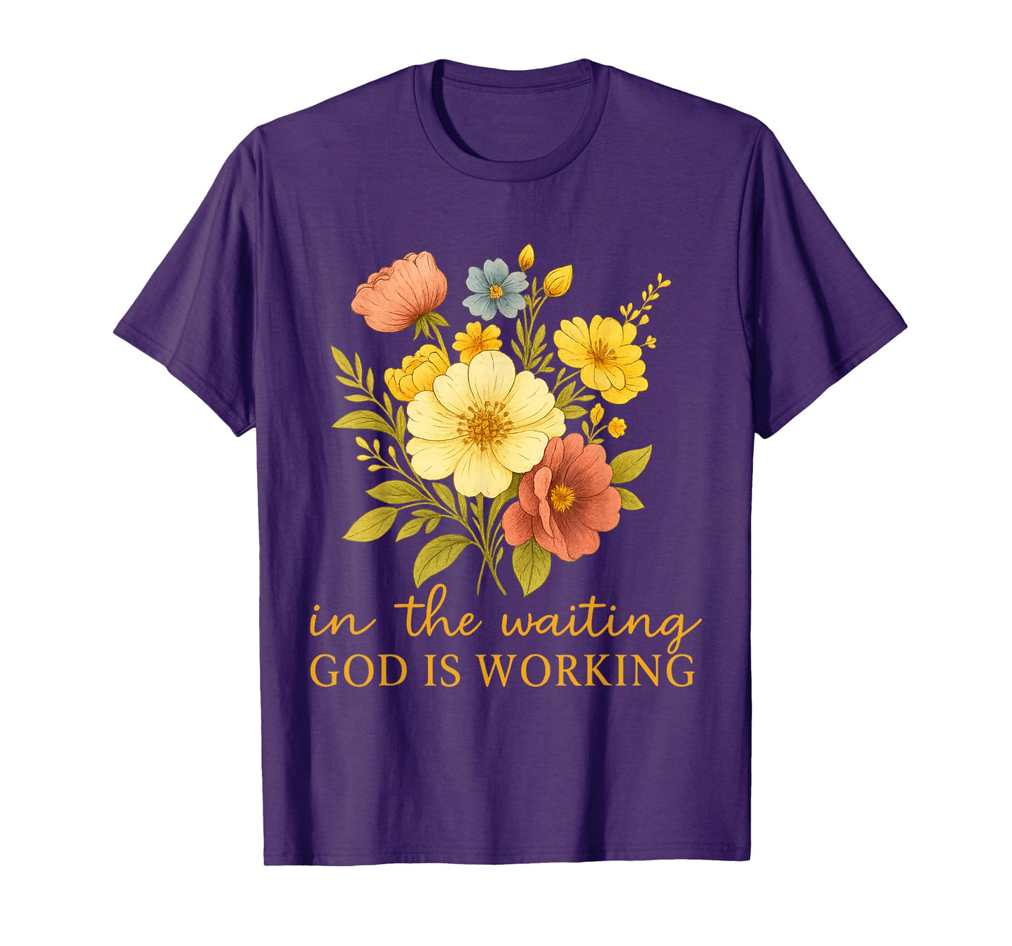 Retro in The Waiting God is Working Faith Jesus Christian T-Shirt