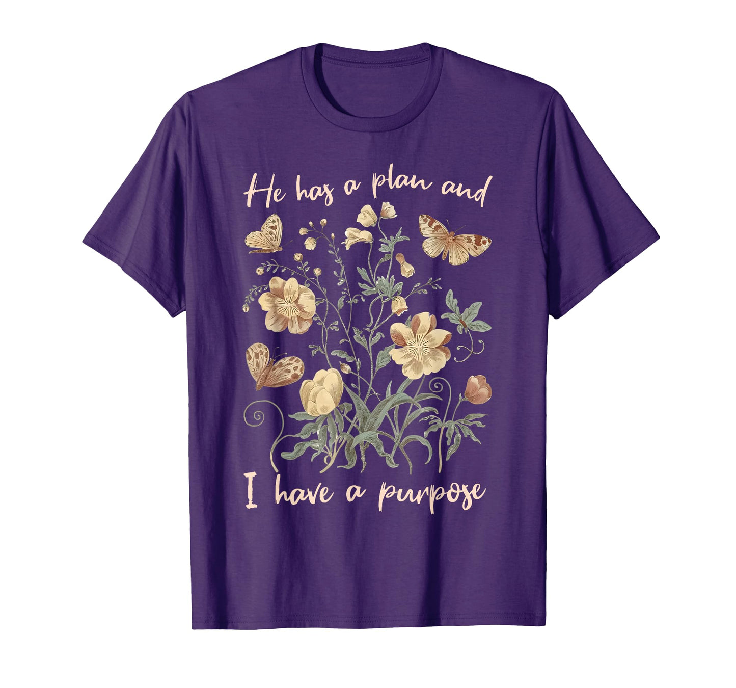 Retro Groovy He Has A Plan And I Have A Purpose Christian T-Shirt