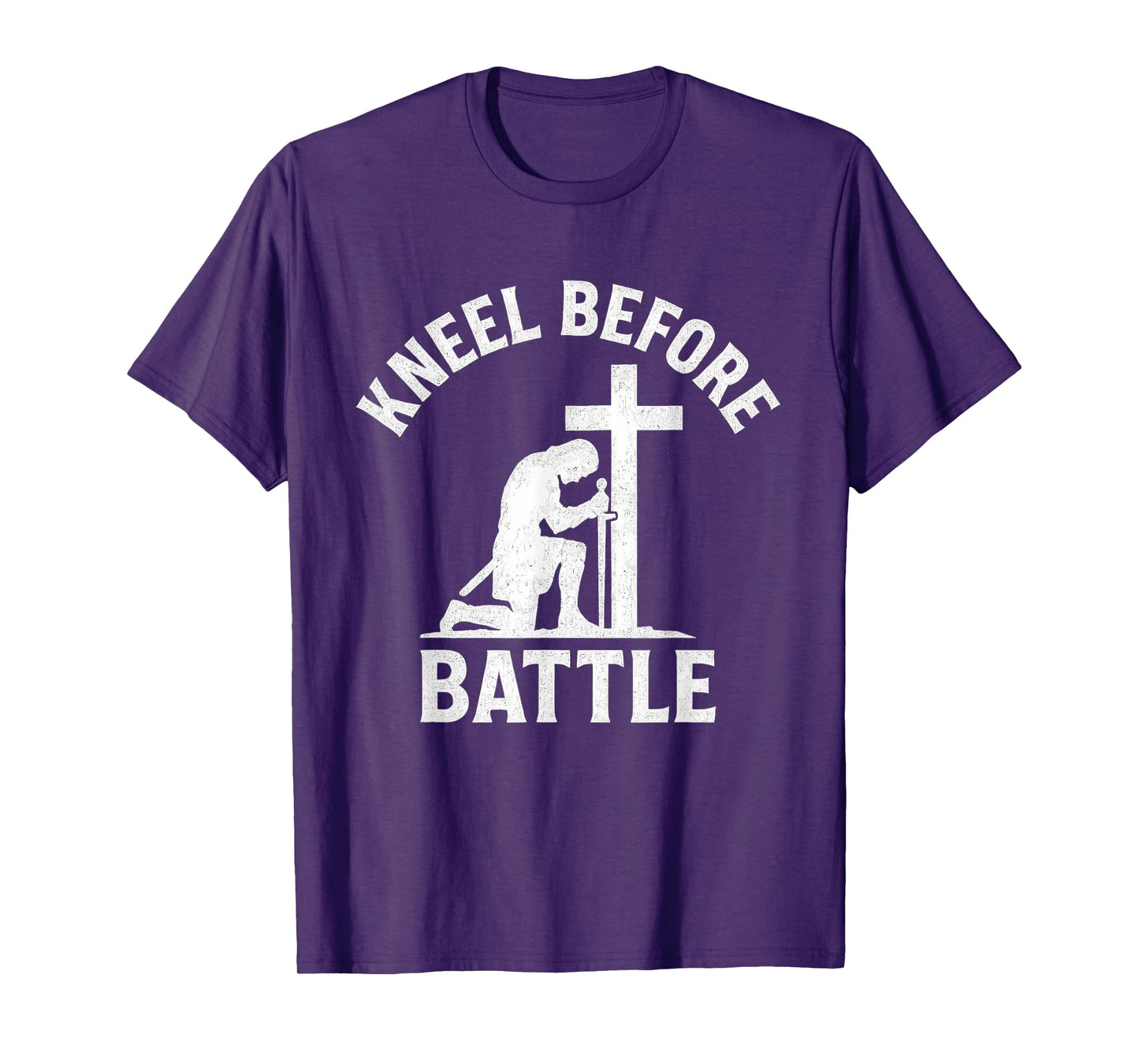 Kneel Before Battle Warrior Cross Christian T-Shirt