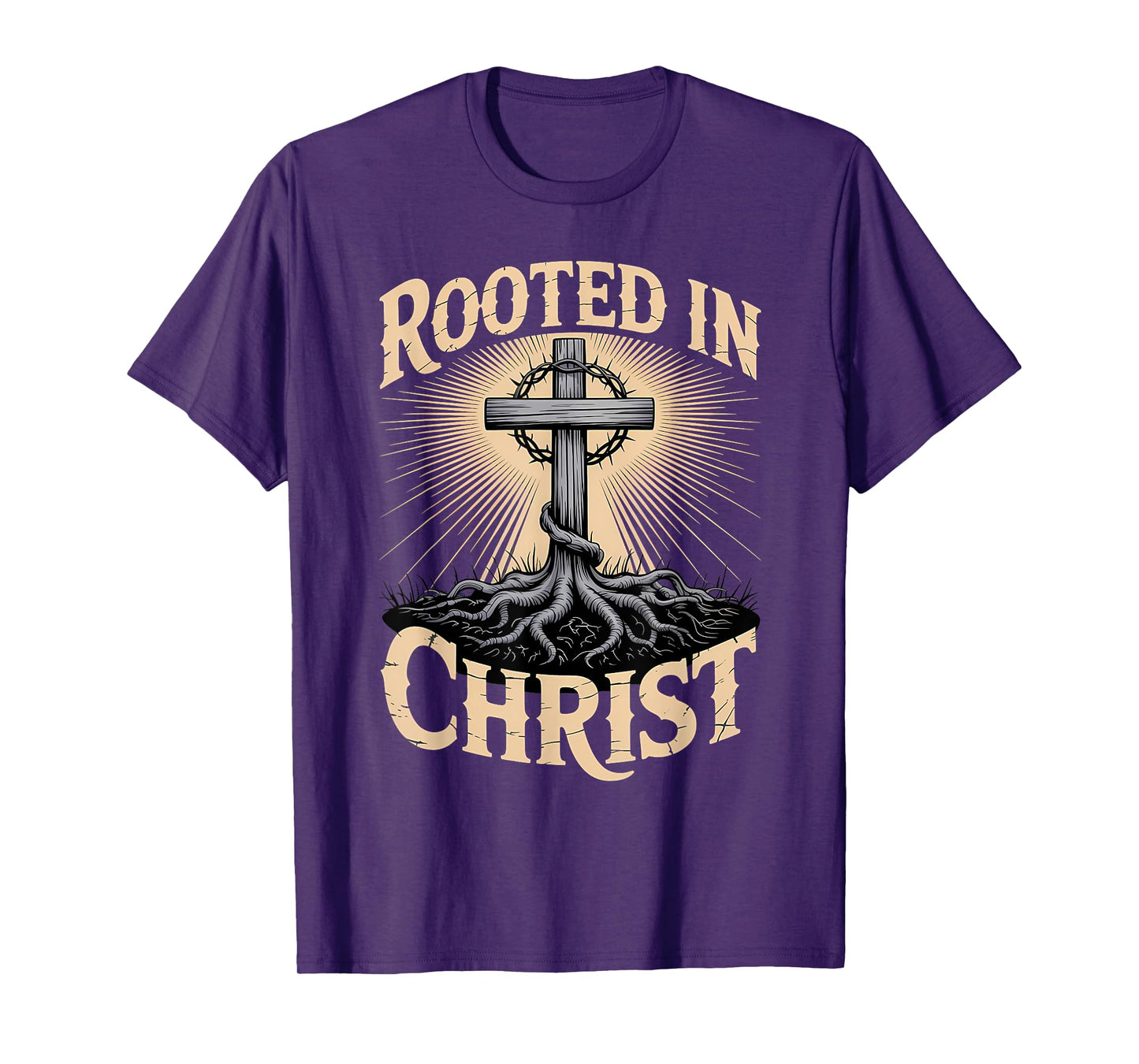 Rooted in Christ Jesus Cross Christian Faith T-Shirt