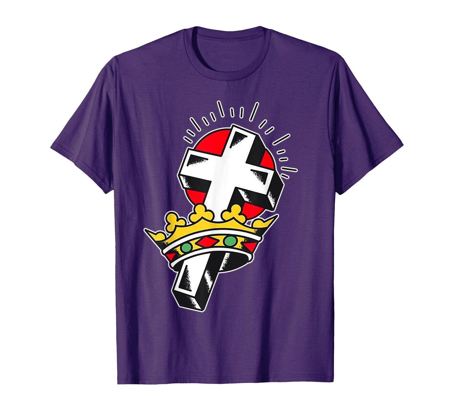 Crown x Crucifix Traditional Tattoo Flash T-Shirt