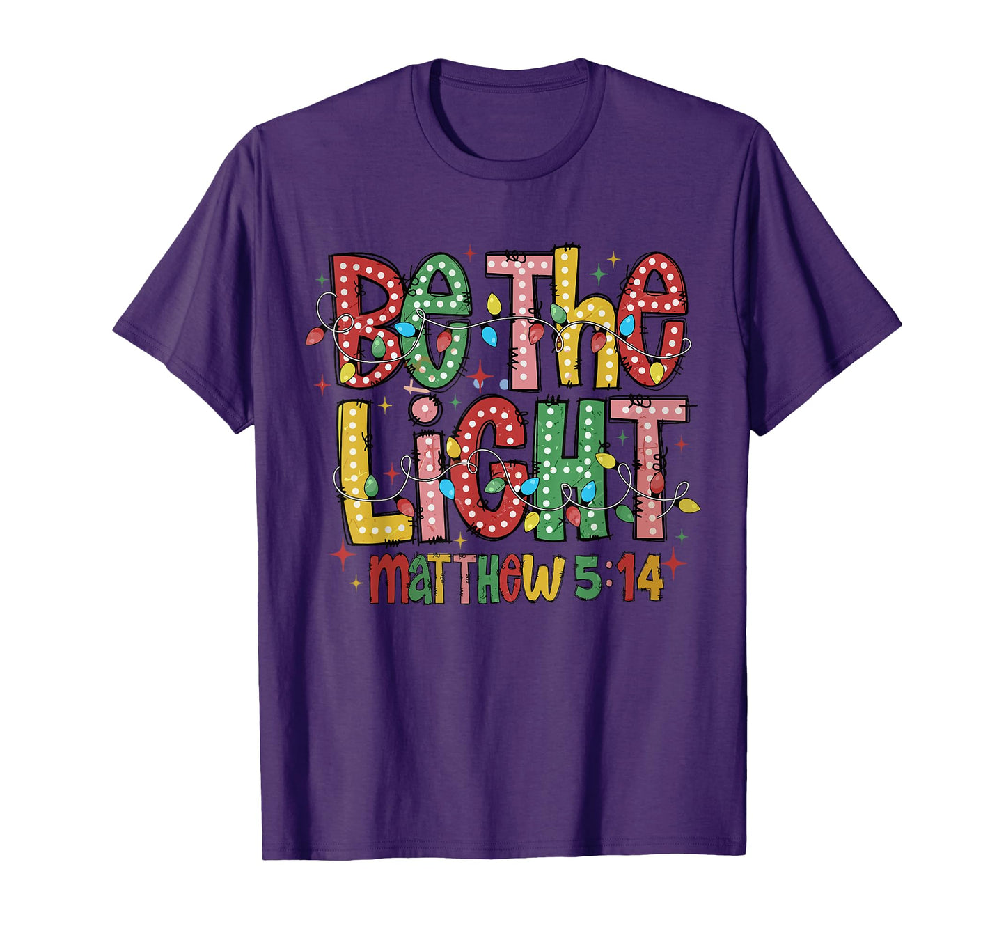 Be The Light Christmas Jesus Cross Christian Xmas Womens T-Shirt