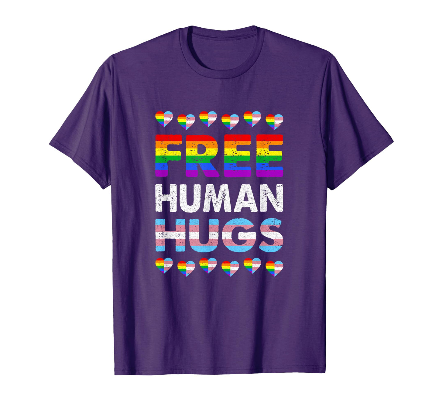 Free Human Hugs Rainbow Lgbtq Gay Pride Month Proud Ally T-Shirt