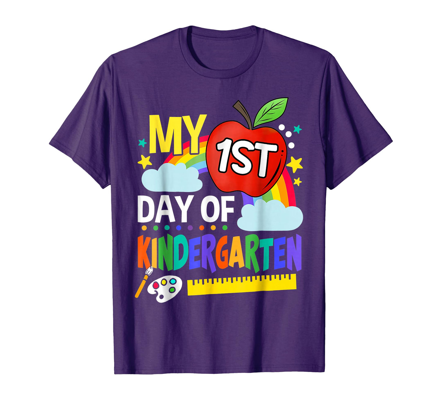 My First Day Of Kindergarten Funny Colorful Rainbow T-Shirt