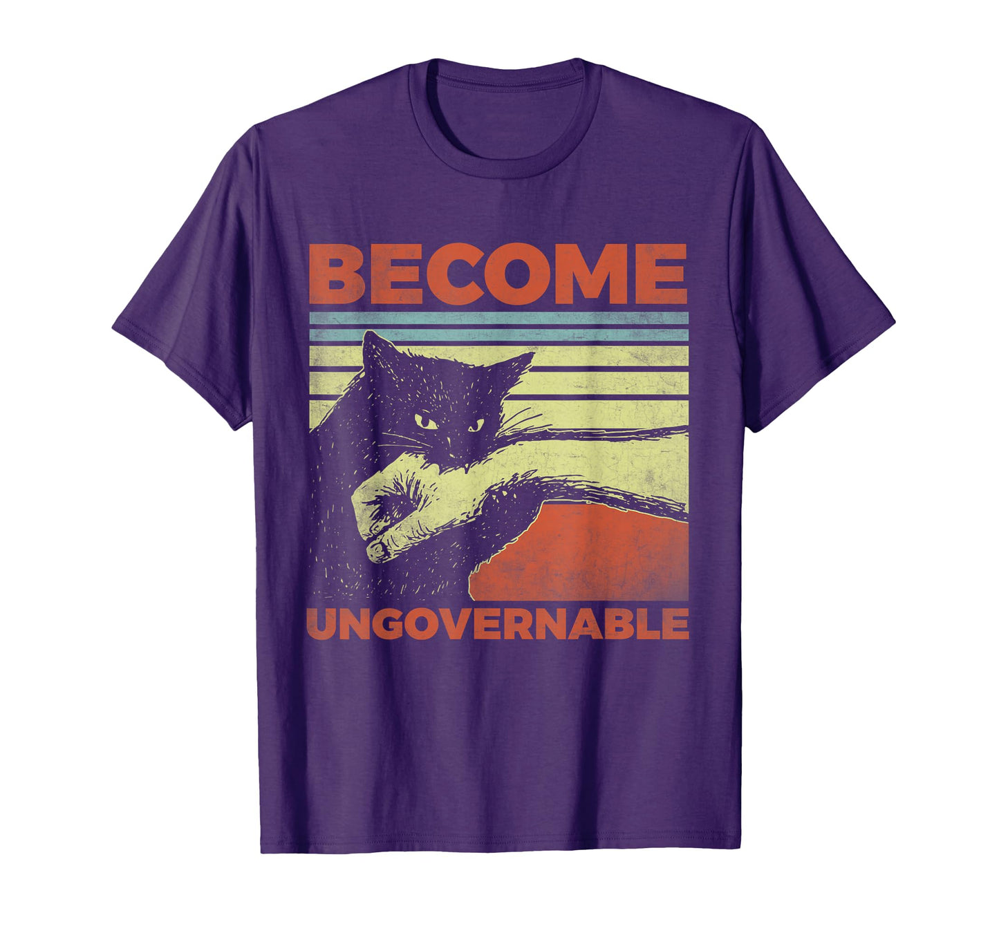 Become Ungovernable - Black Cat Biting Hand Funny T-Shirt