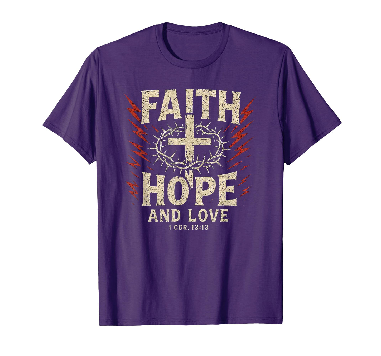 Christian Faith Hope Love Punk Art Crown of Thorn Distressed T-Shirt